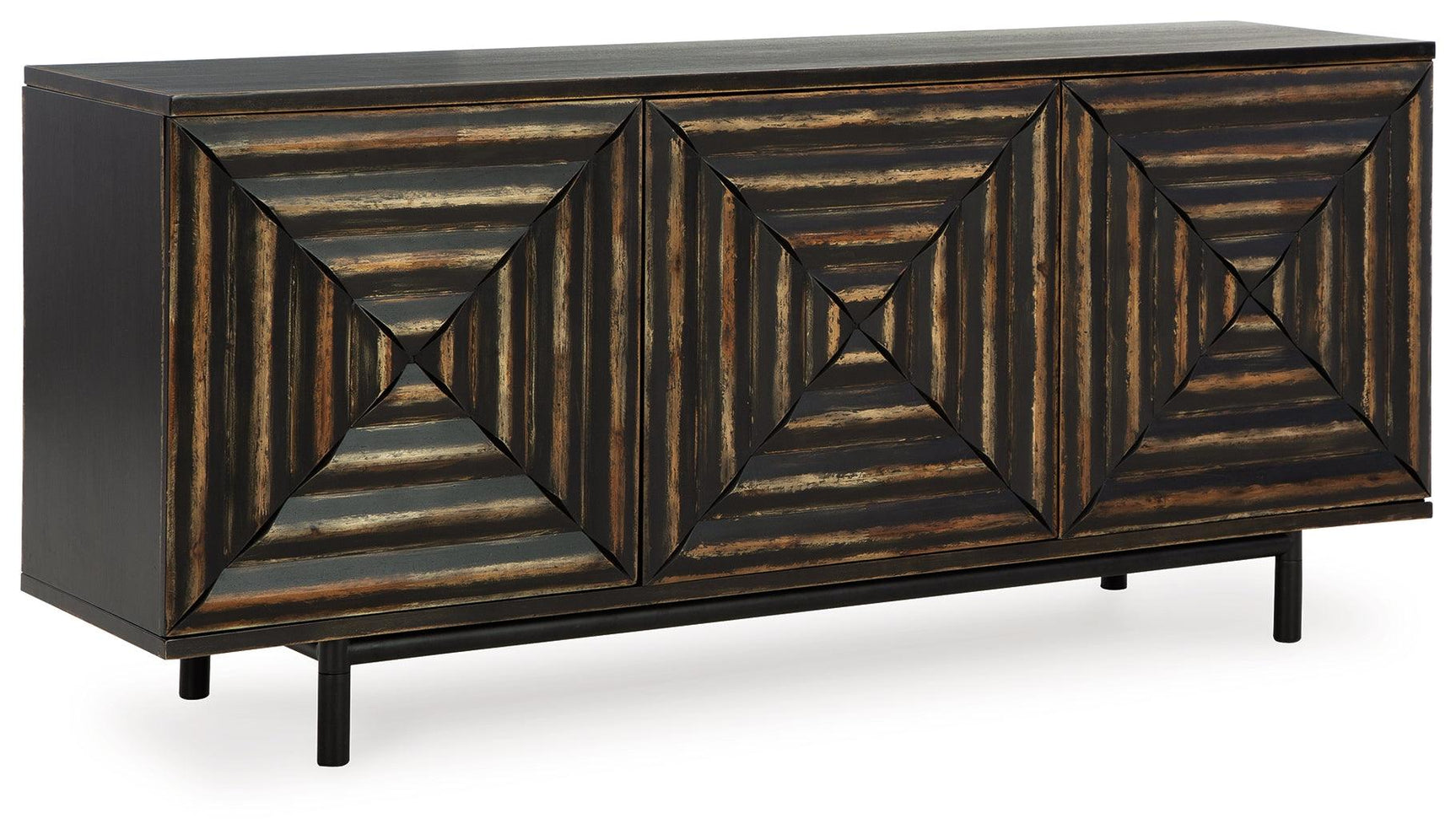 Fair Ridge Distressed Black Accent Cabinet side view