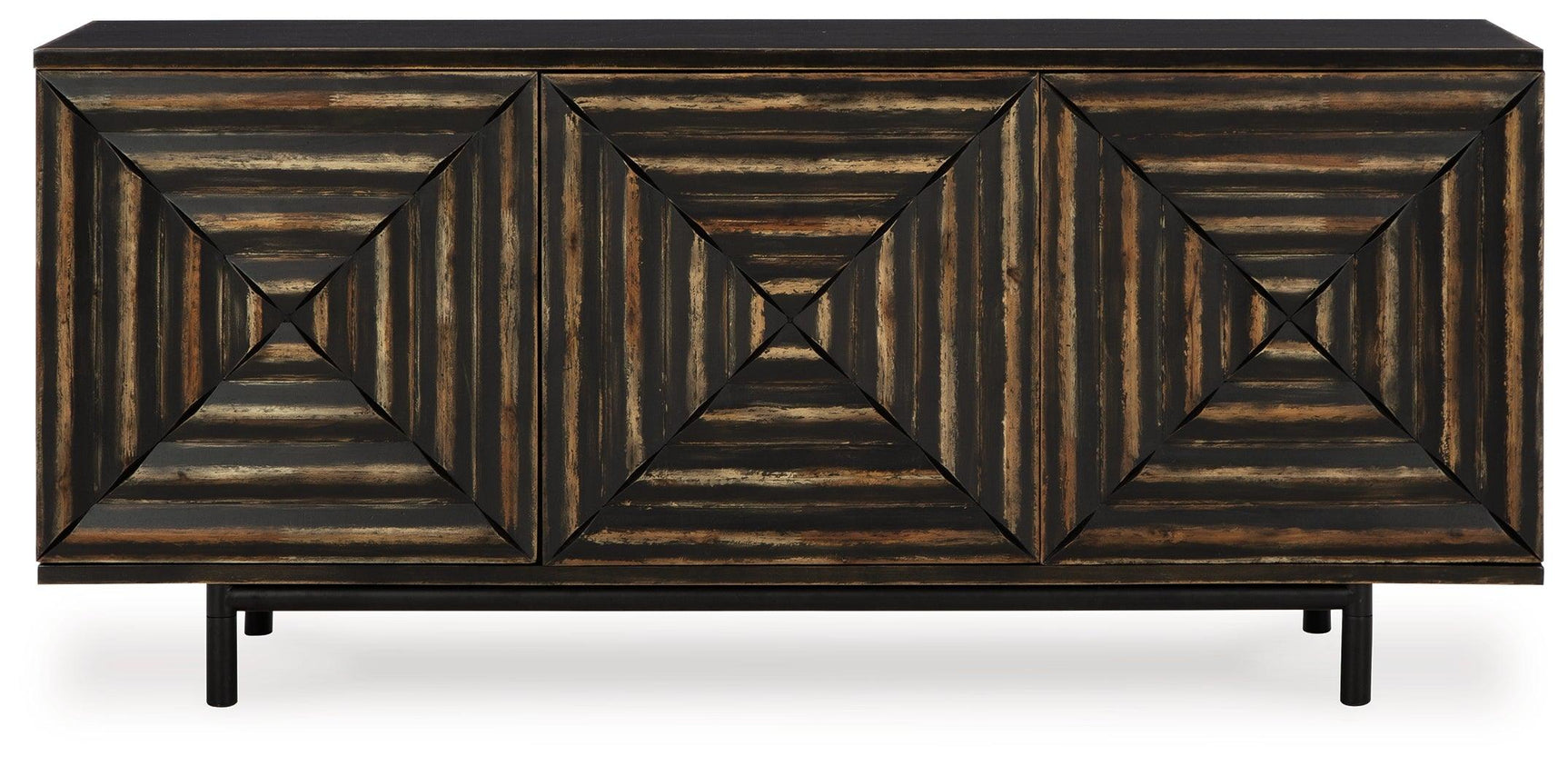 Fair Ridge Accent Cabinet metal base and touch latch doors