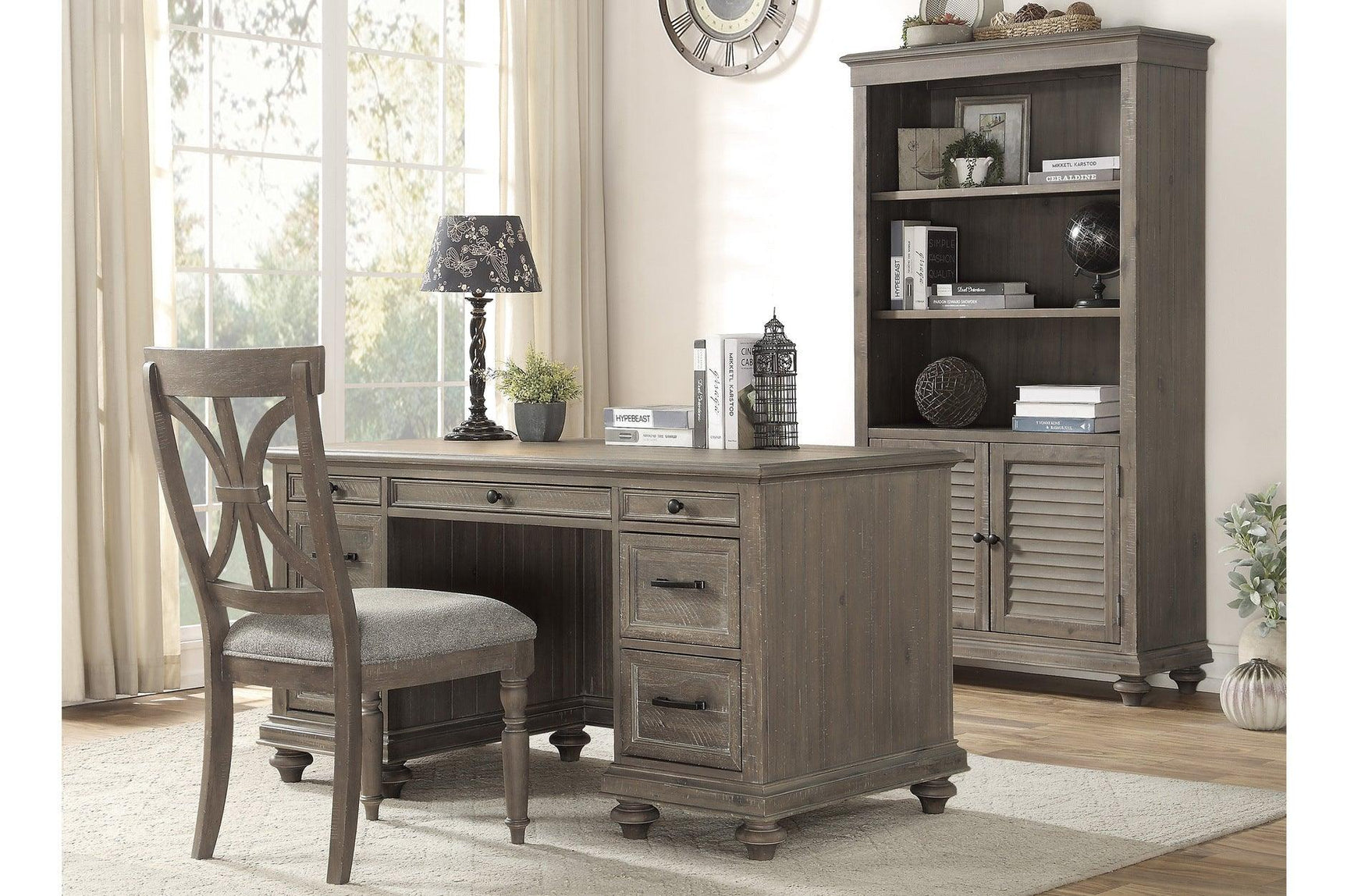 Cardano Light Brown Acacia Executive Desk front view