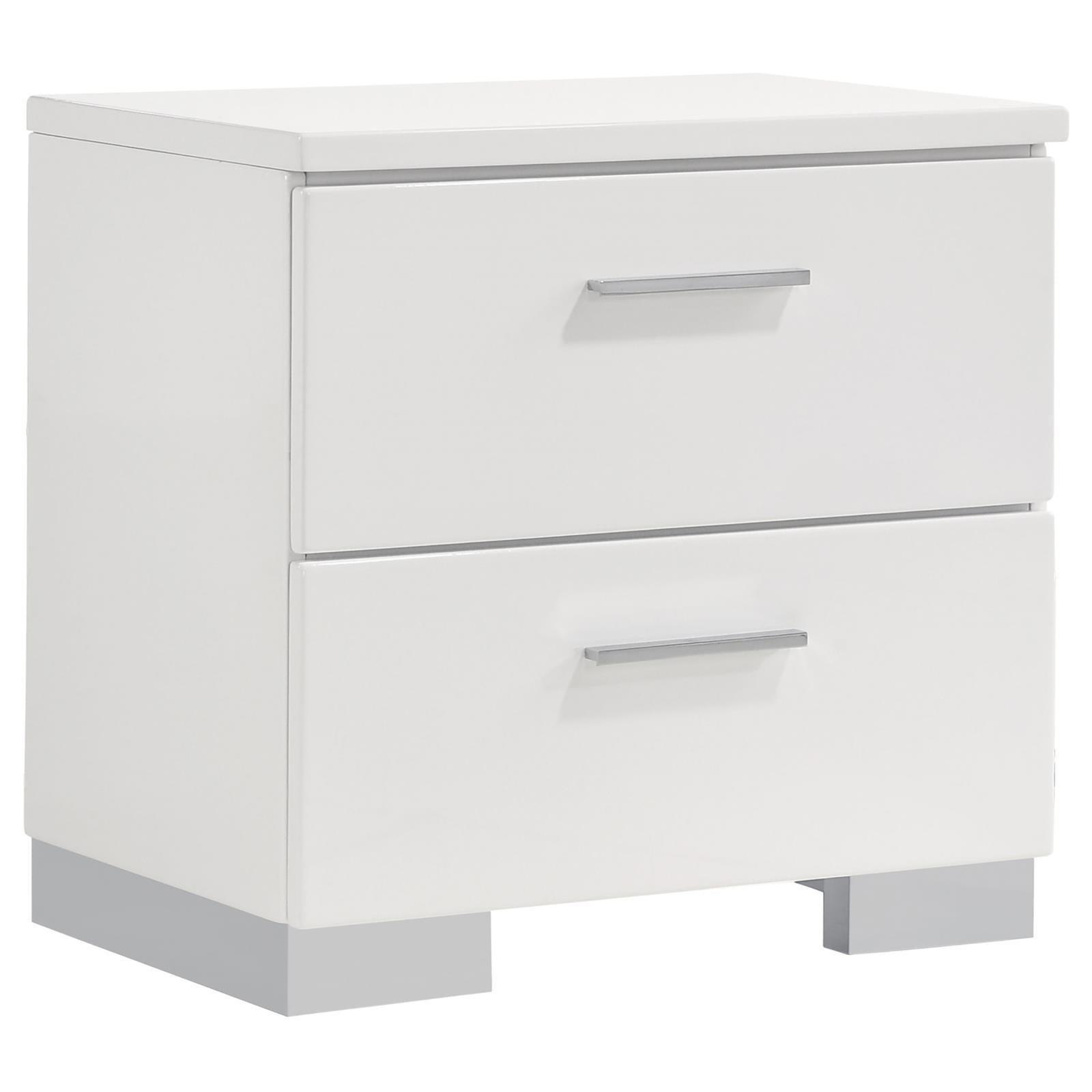Nightstand with two drawers and chrome legs