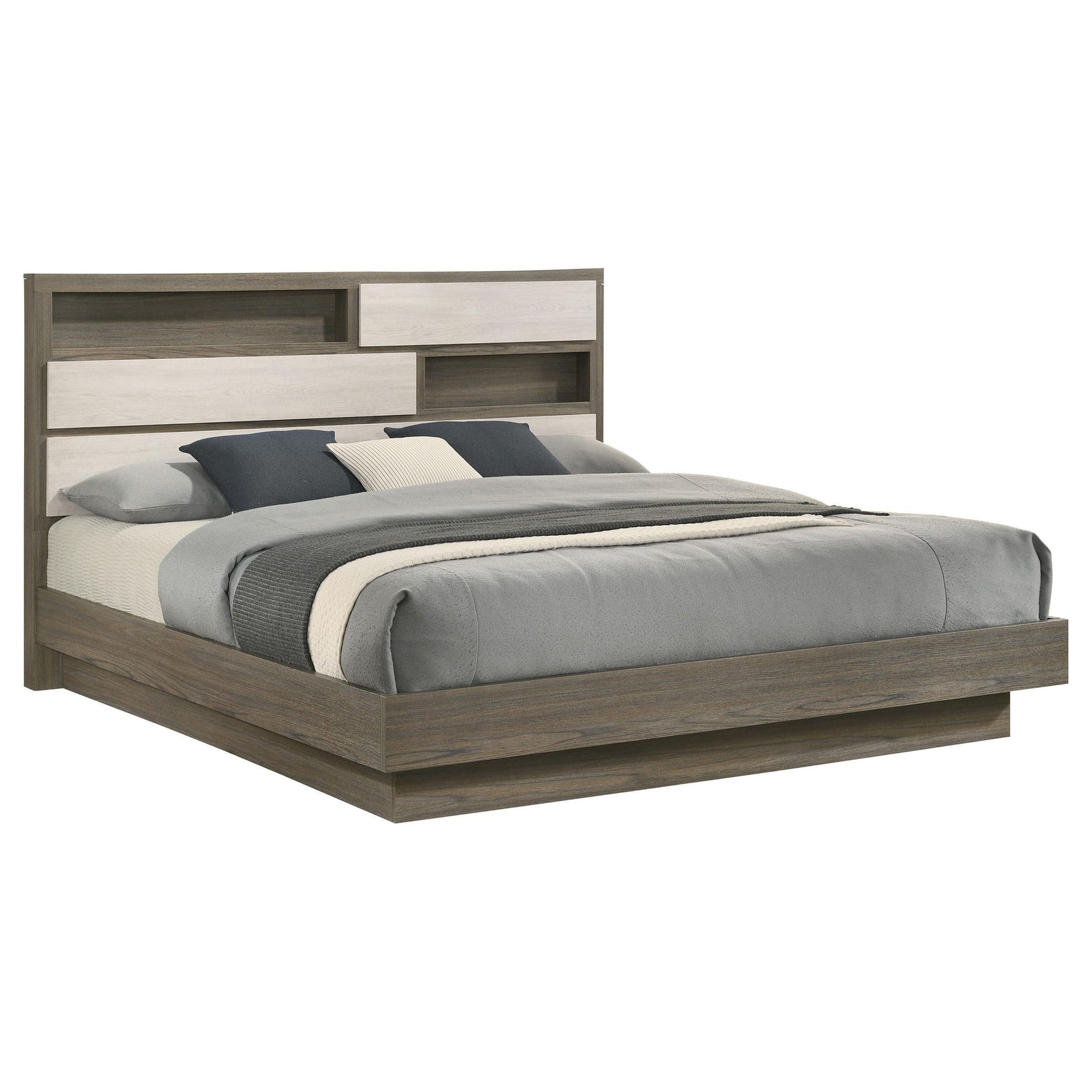 Fenwick Eastern King Bed Bookcase Headboard Grey Oak view 3