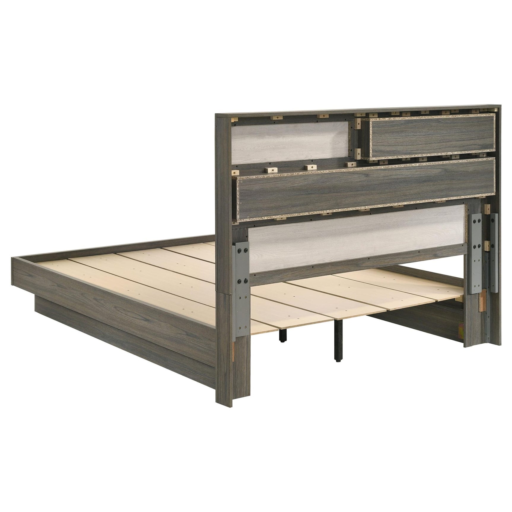 Fenwick Queen Bed Bookcase Headboard Grey Oak view 5