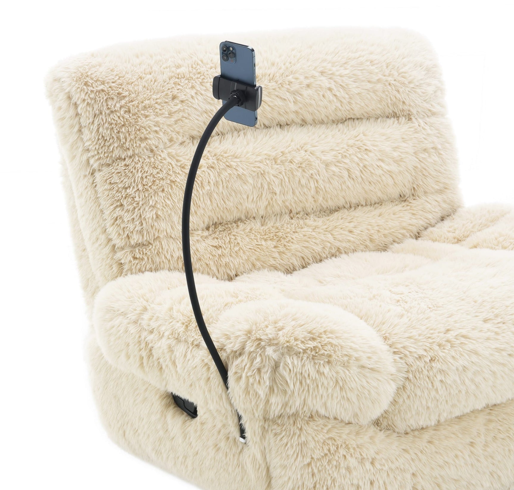 Ferland Beige Faux-Fur Reclining Sofa, Loveseat, and Recliner Set view 3