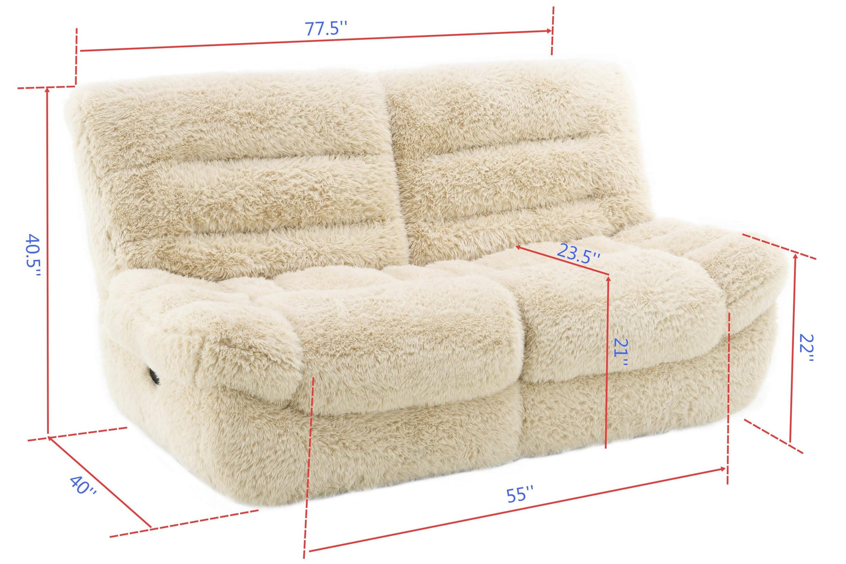 Ferland Beige Faux-Fur Reclining Sofa, Loveseat, and Recliner Set view 8