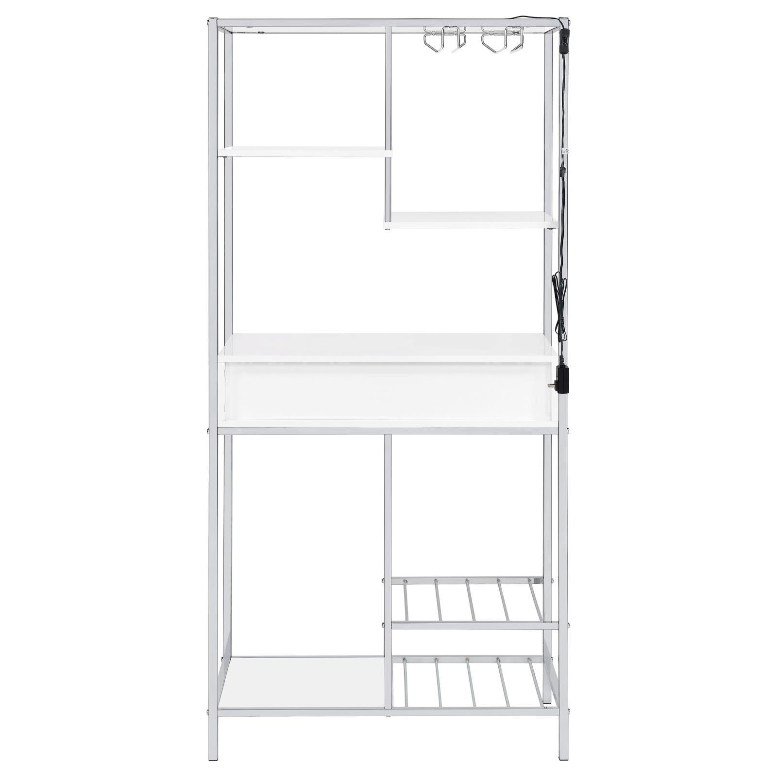 Figueroa 5-Shelf Wine Cabinet White High Gloss and Chrome front view