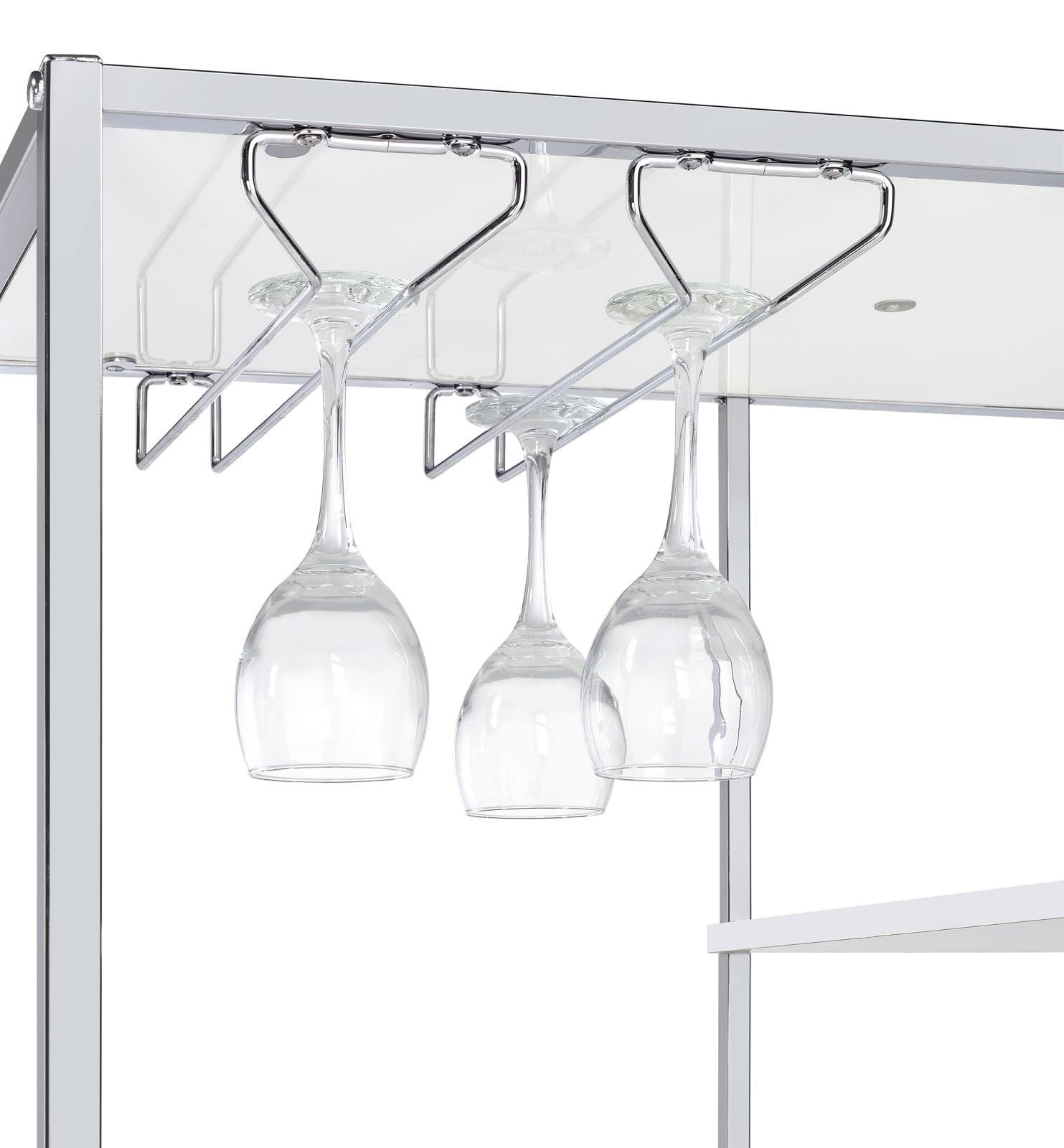 Figueroa 5-Shelf Wine Cabinet White High Gloss and Chrome front view
