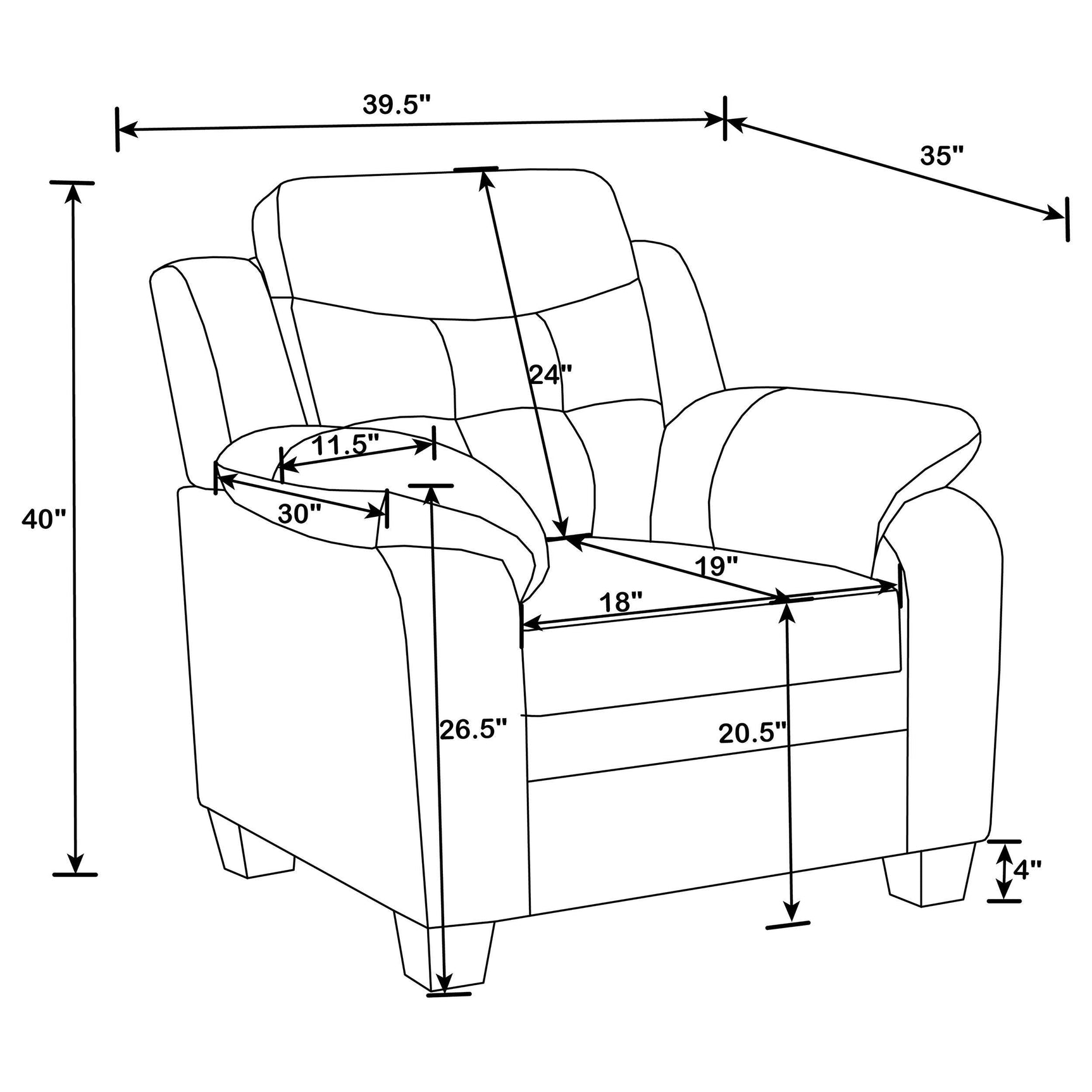 Side view illustrating cushion depth on Finley Casual Brown 3-Piece Set