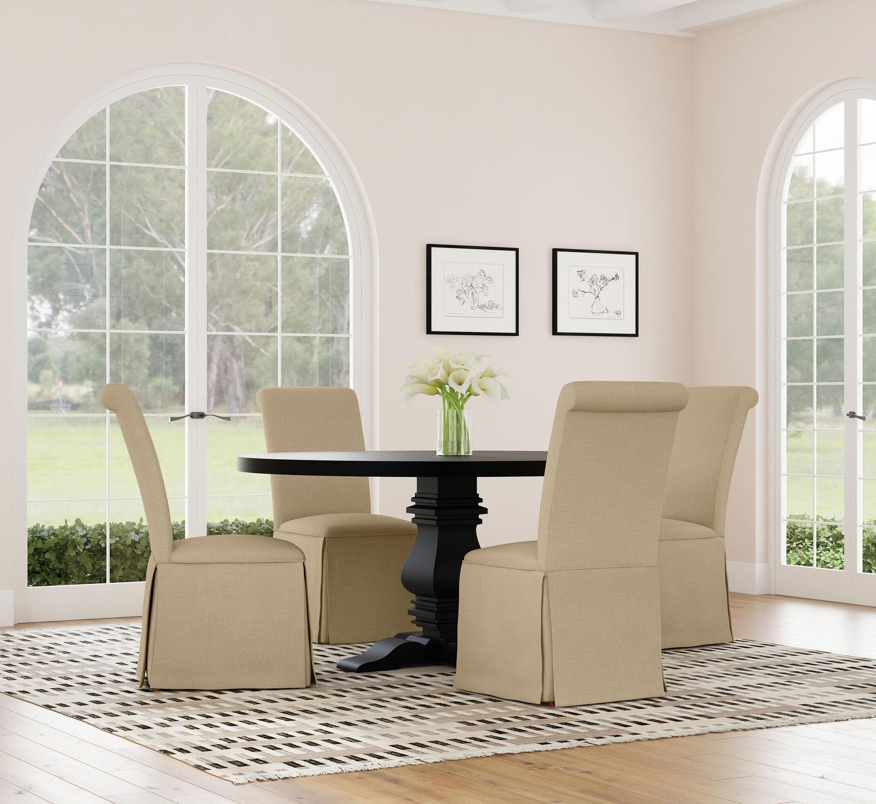 Dining table in room setting with chairs