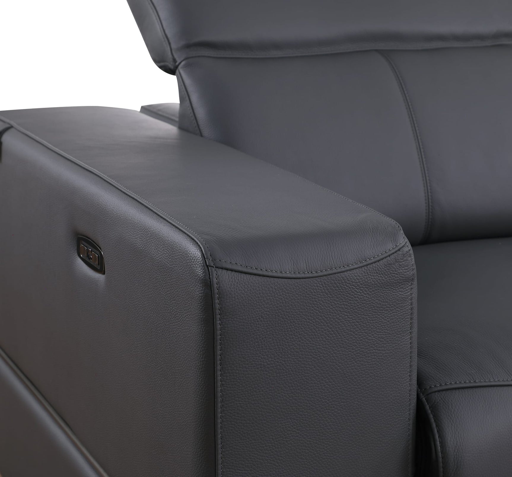 Franco 6-Piece Dark Grey Italian Leather Match Power Reclining Sectional with Storage Console and Cupholders view 7