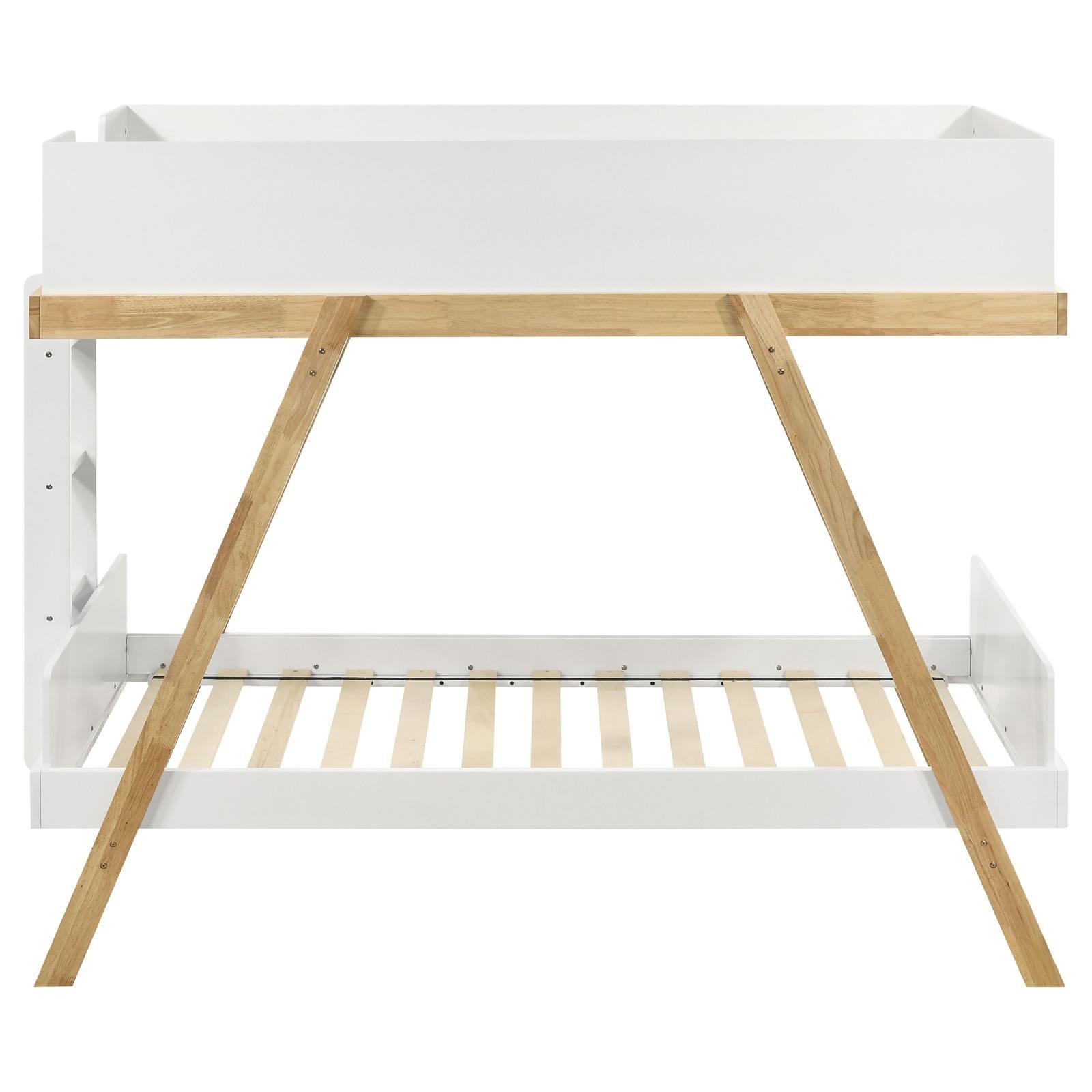 Close-up of upper bunk with solid panel guardrails