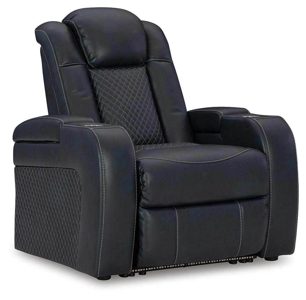Fyne-Dyme Sapphire Faux Leather Power Recliner side view