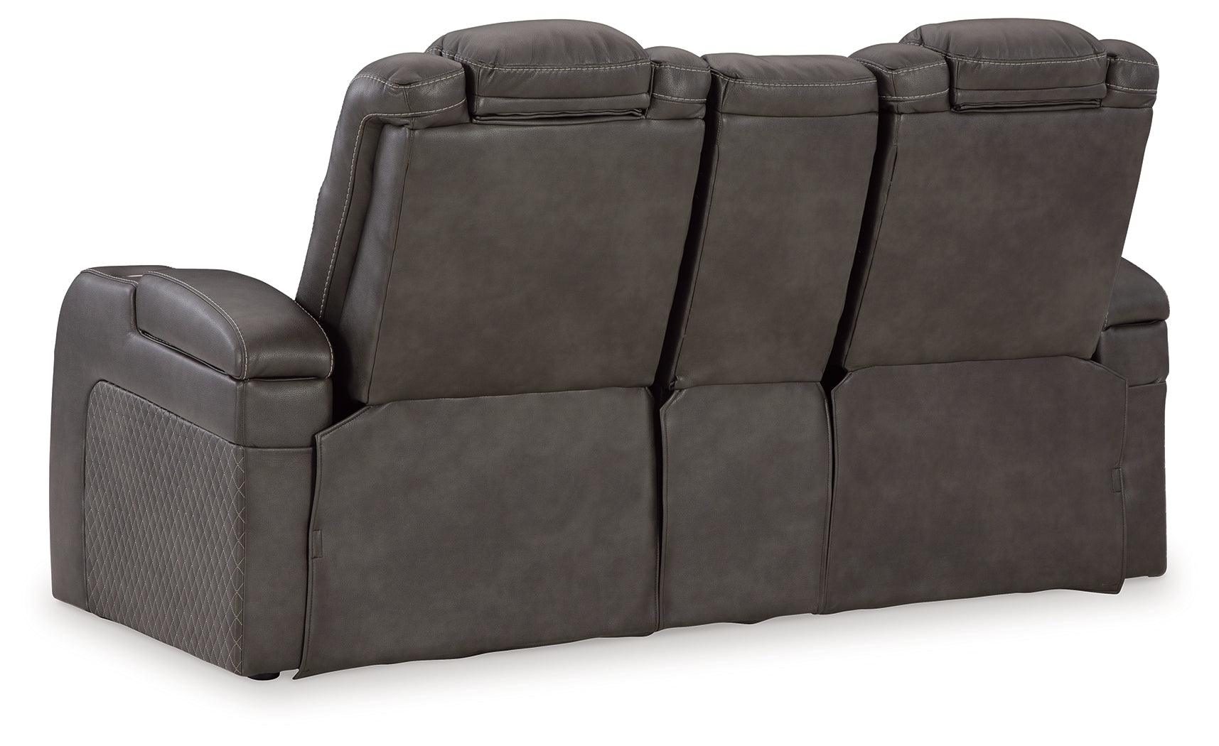 Ambient blue LED lighting under loveseat base