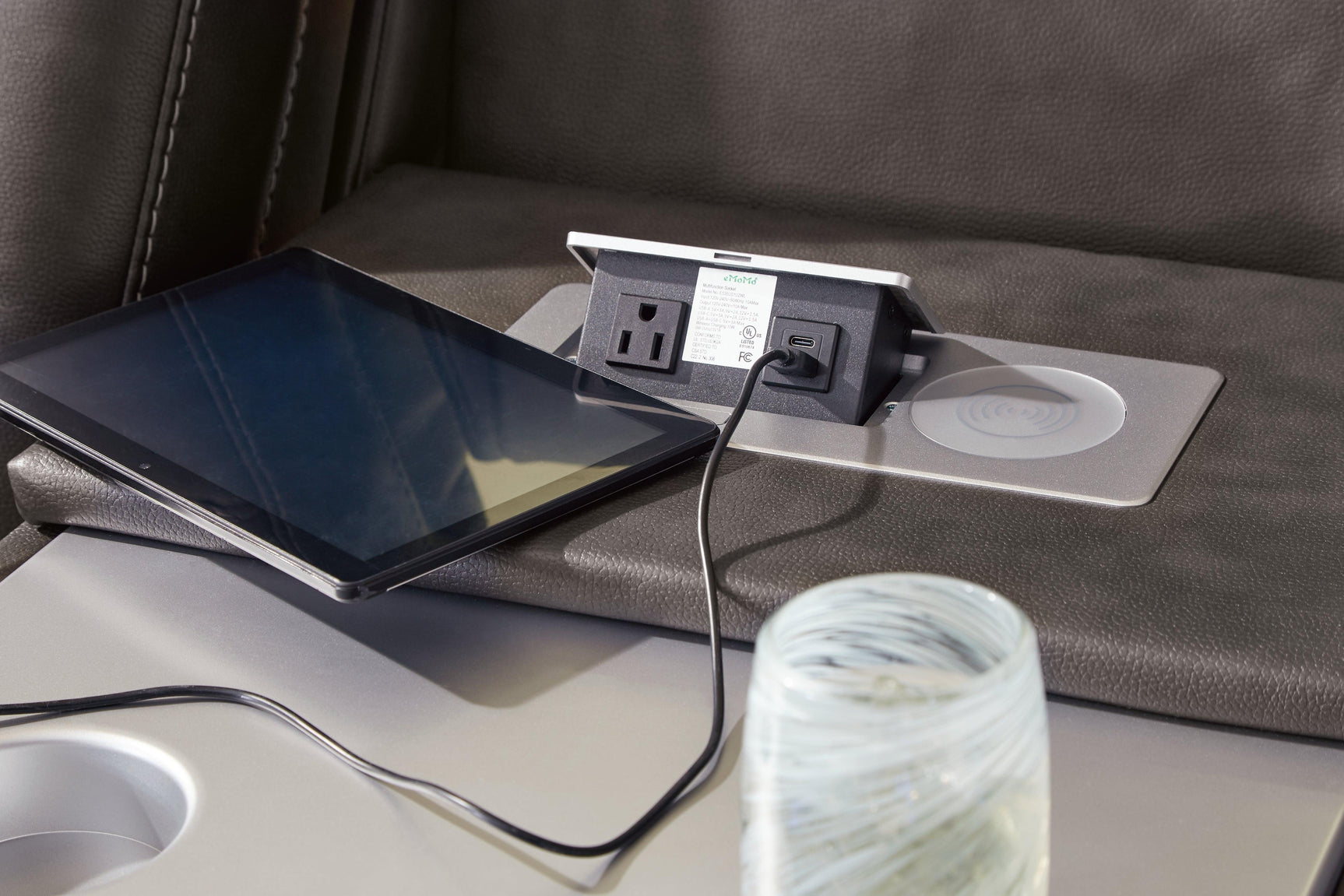 Integrated electronic charging ports and power controls