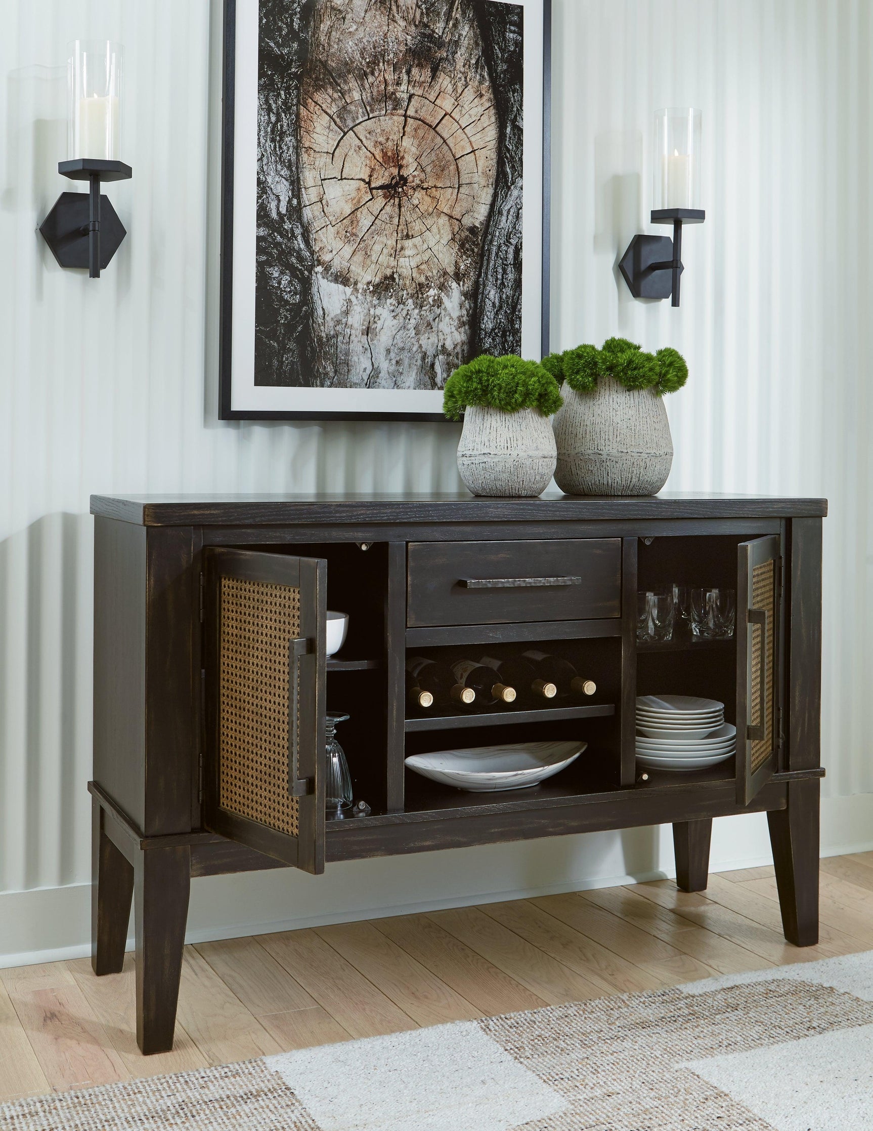 Hardware and drawer detail on Galliden dining server