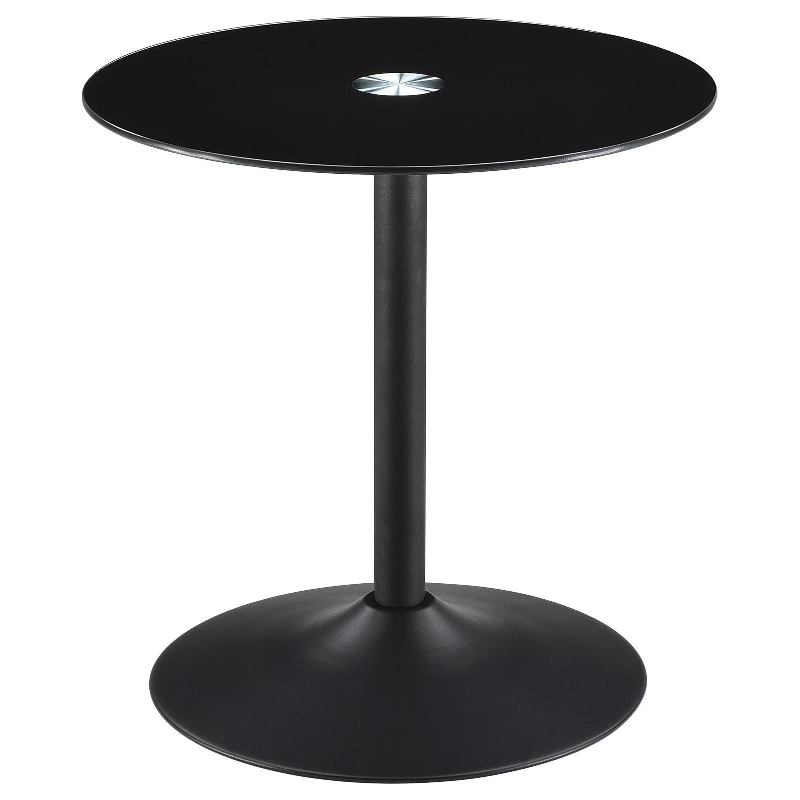 Ganso round black metal end table front view
