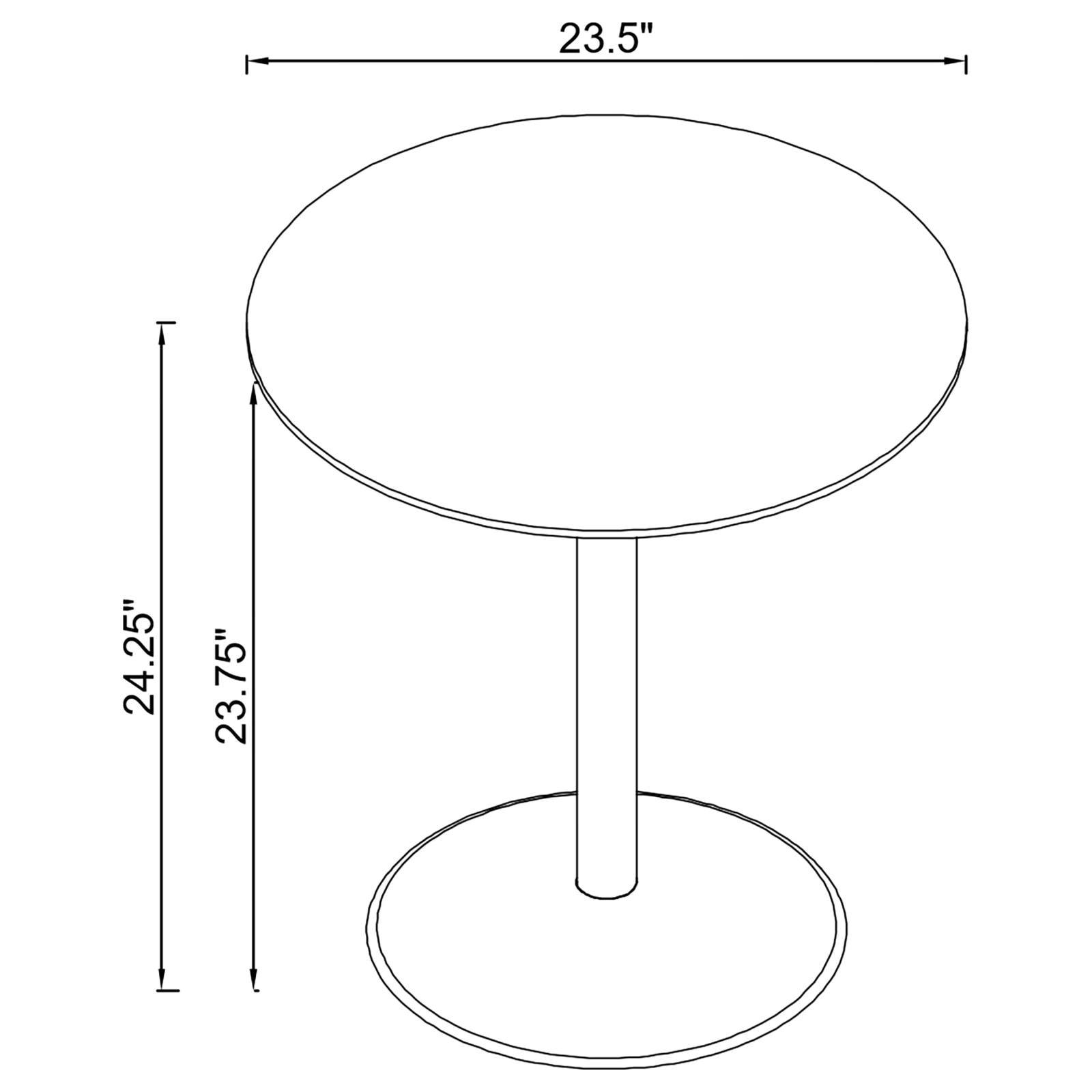 Close-up of curved metal base of Ganso end table