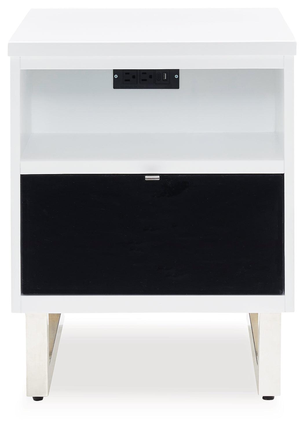 Gardoni End Table with open display shelf and drawer