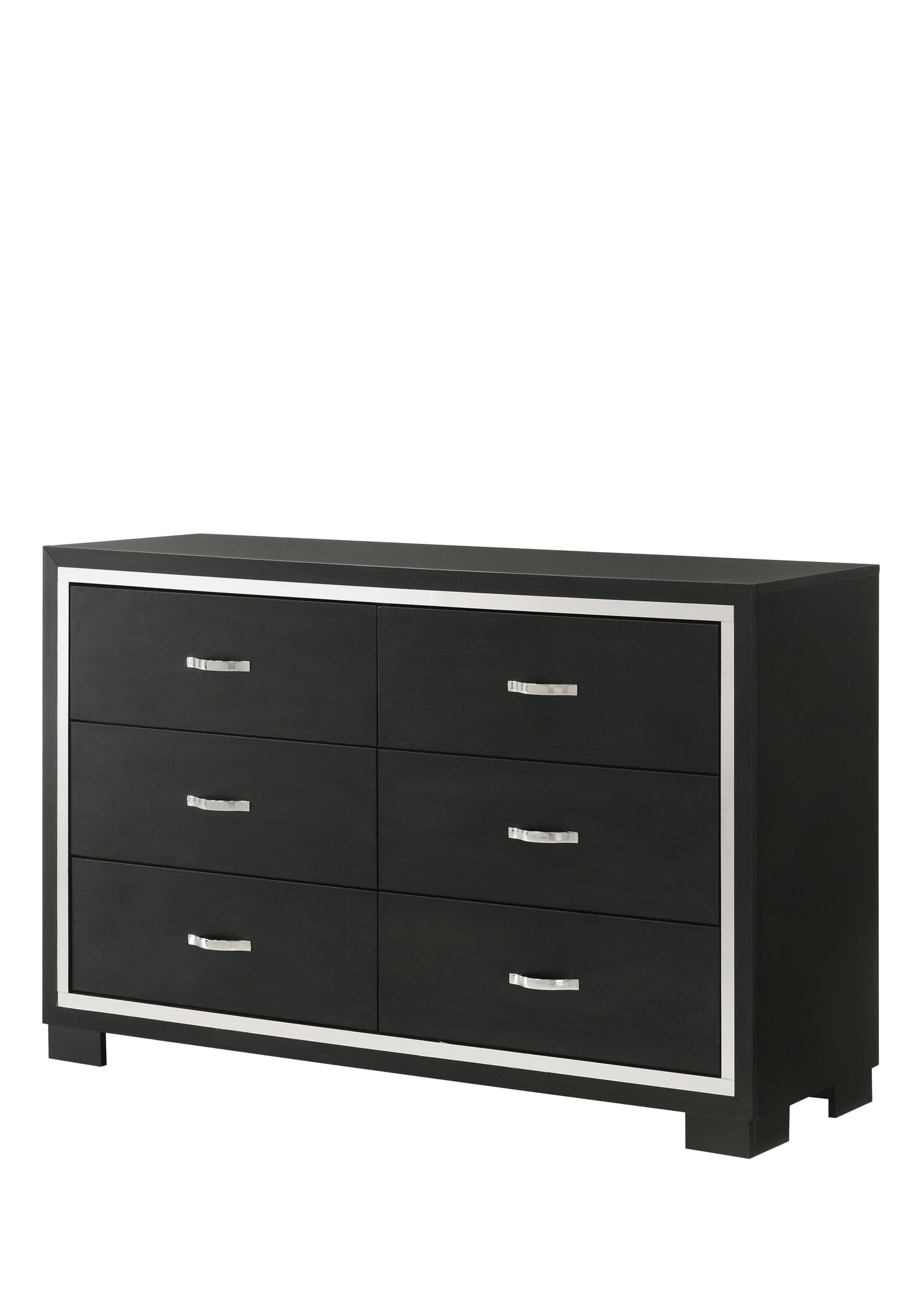 side view of Gennro Black Velvet Upholstered Panel Bedroom Set bed