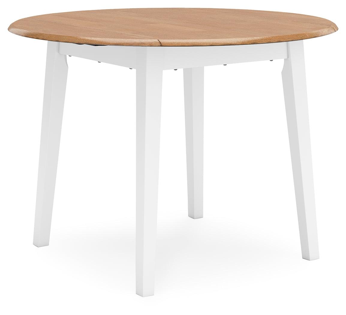 Gesthaven drop leaf dining table side view with leaves extended