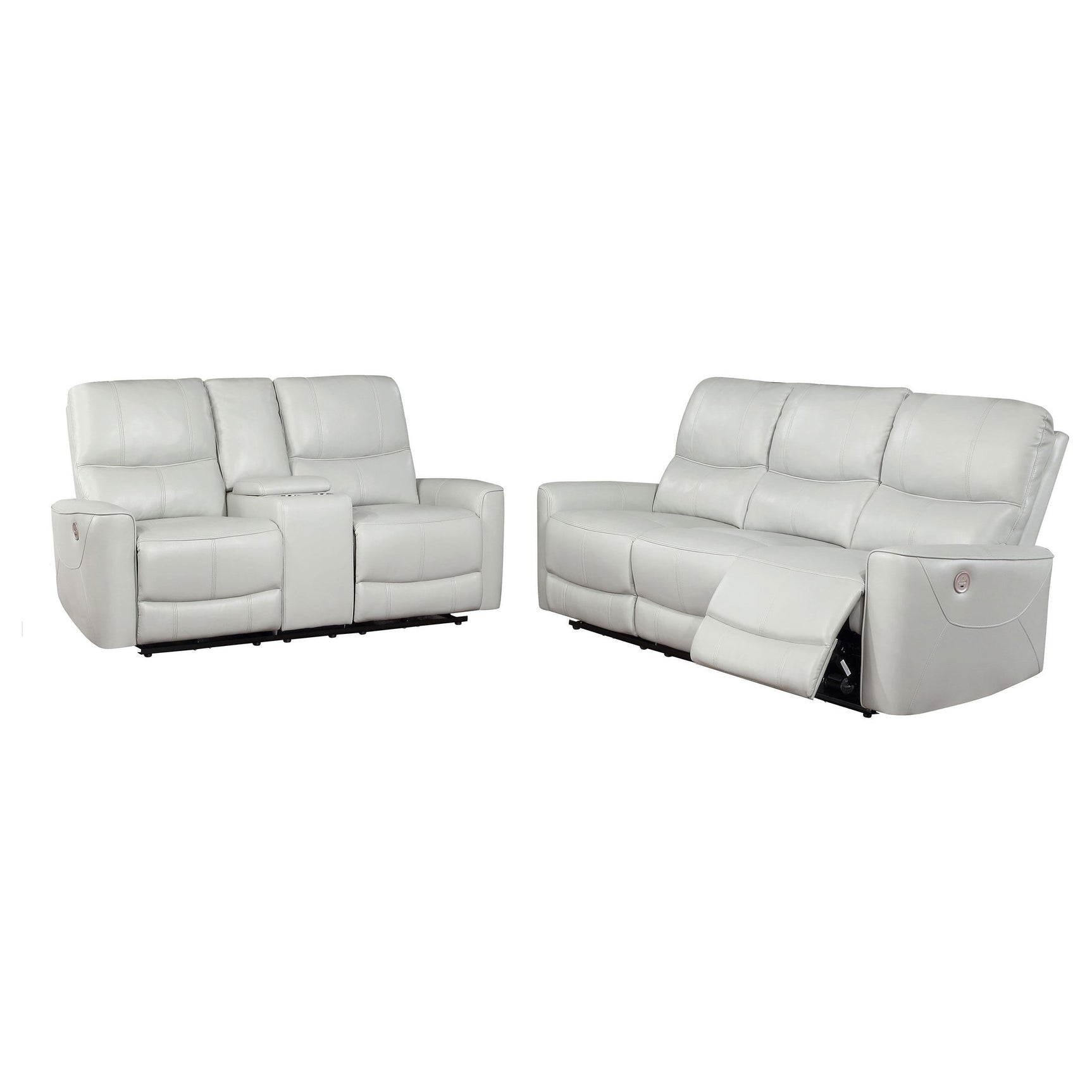 Greenfield ivory power reclining sofa side view