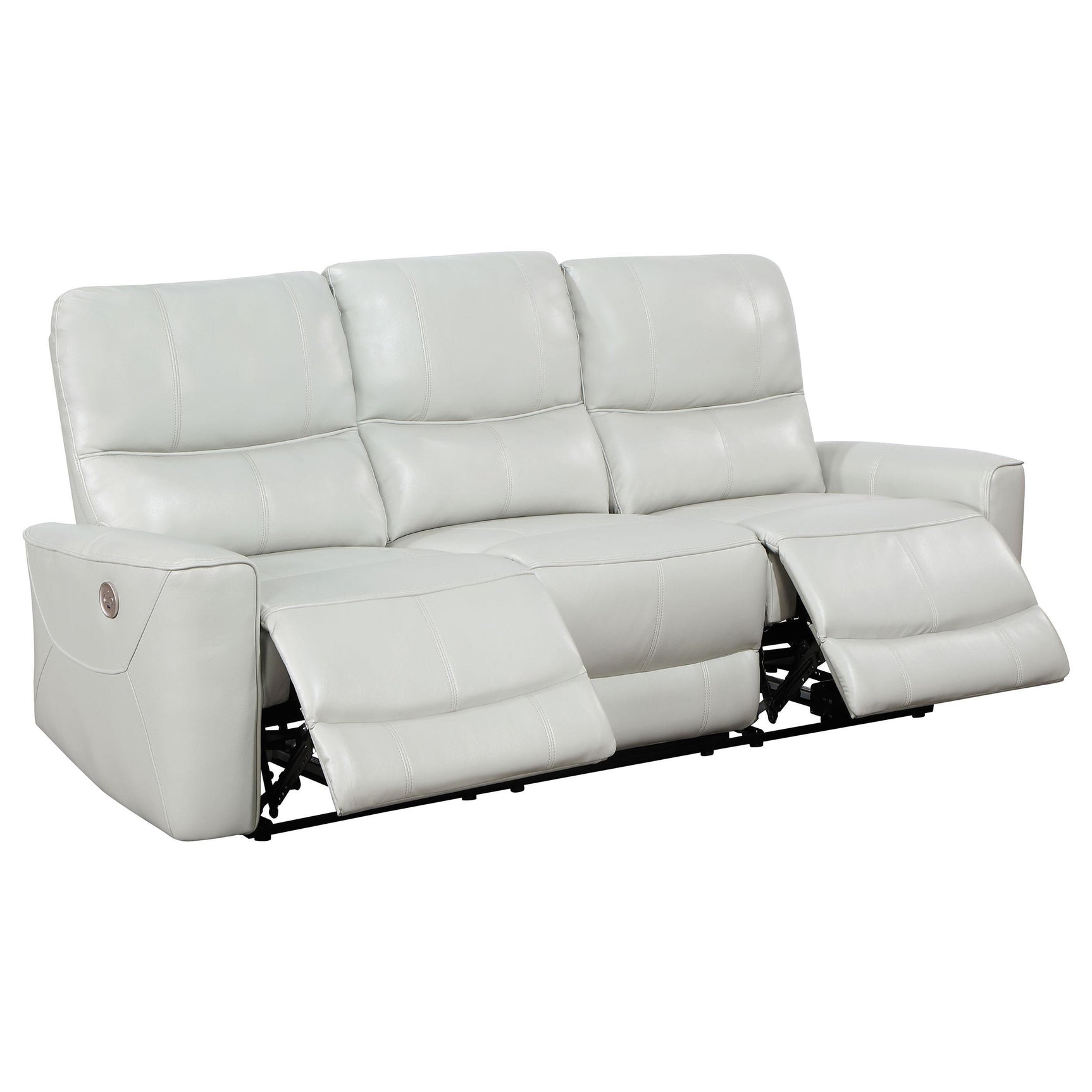 Greenfield ivory sofa button controls and USB port close-up