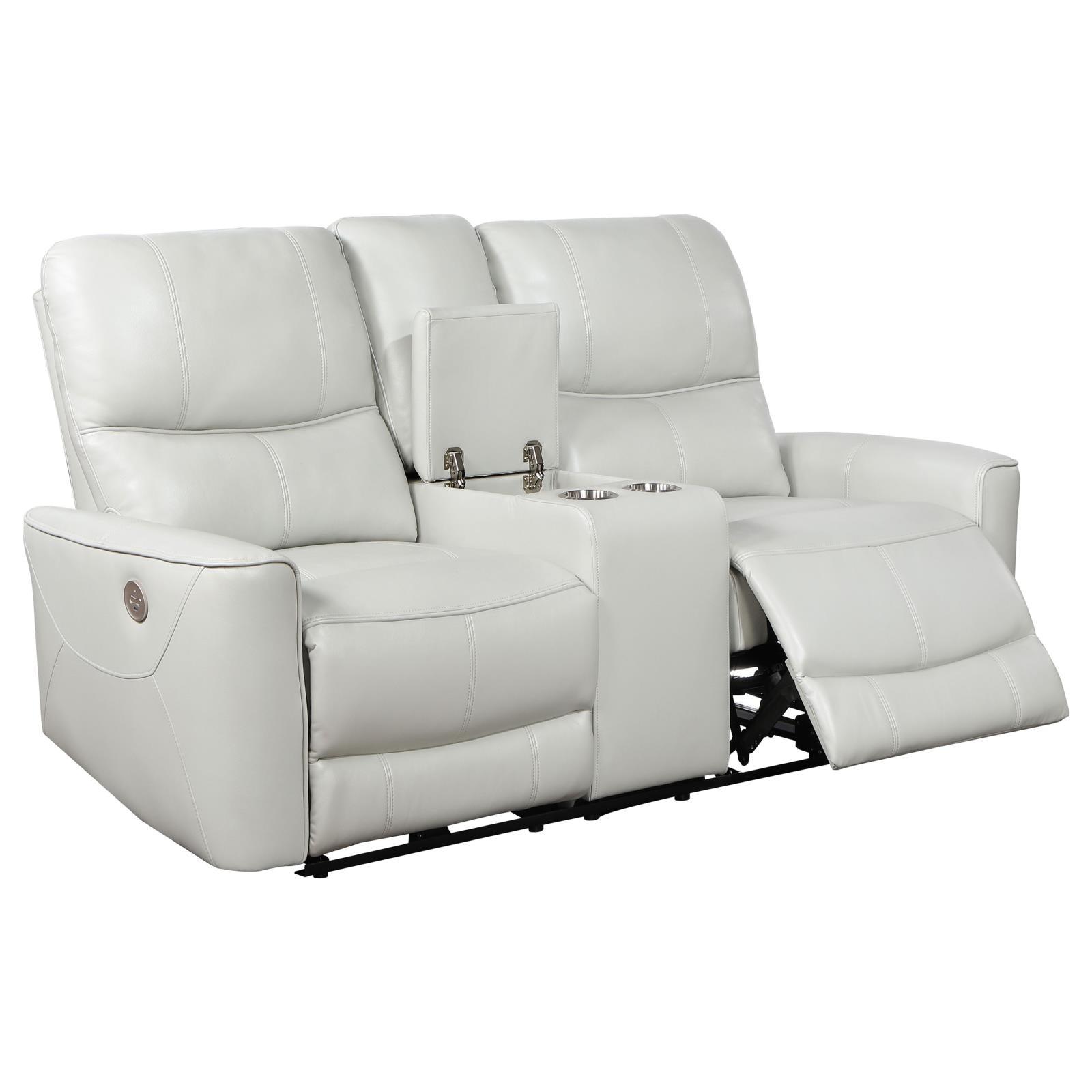 Power recline control panel with USB port on Greenfield loveseat