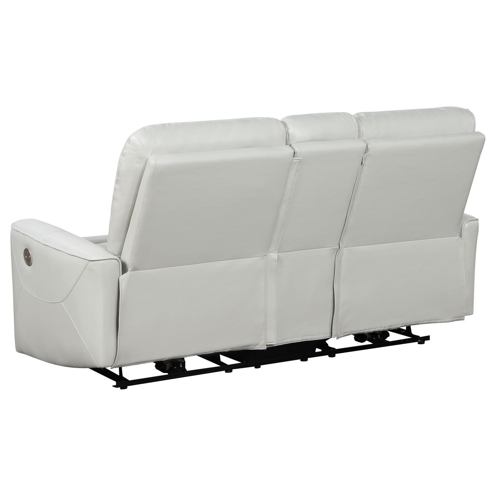 Close-up of tufted foam cushions on Greenfield reclining loveseat
