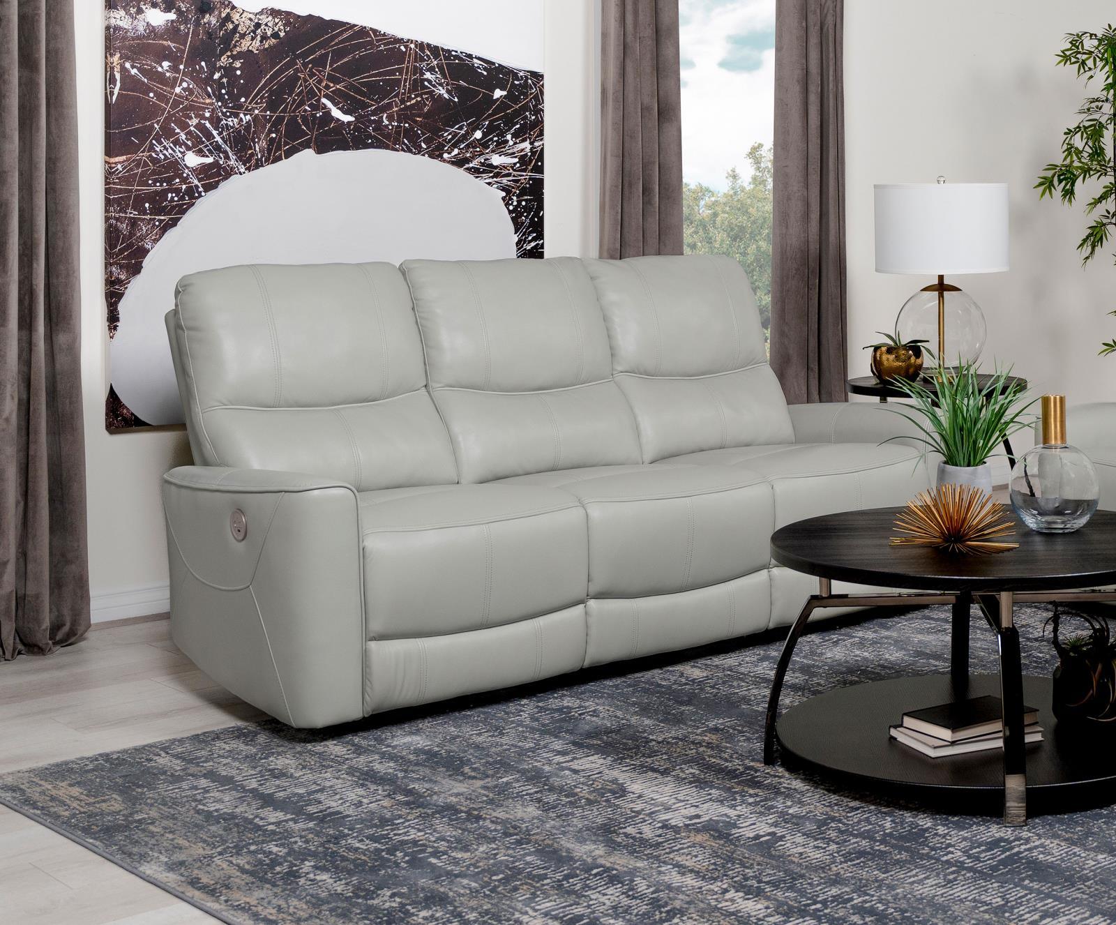 Greenfield Ivory Power Recliner sofa side angle