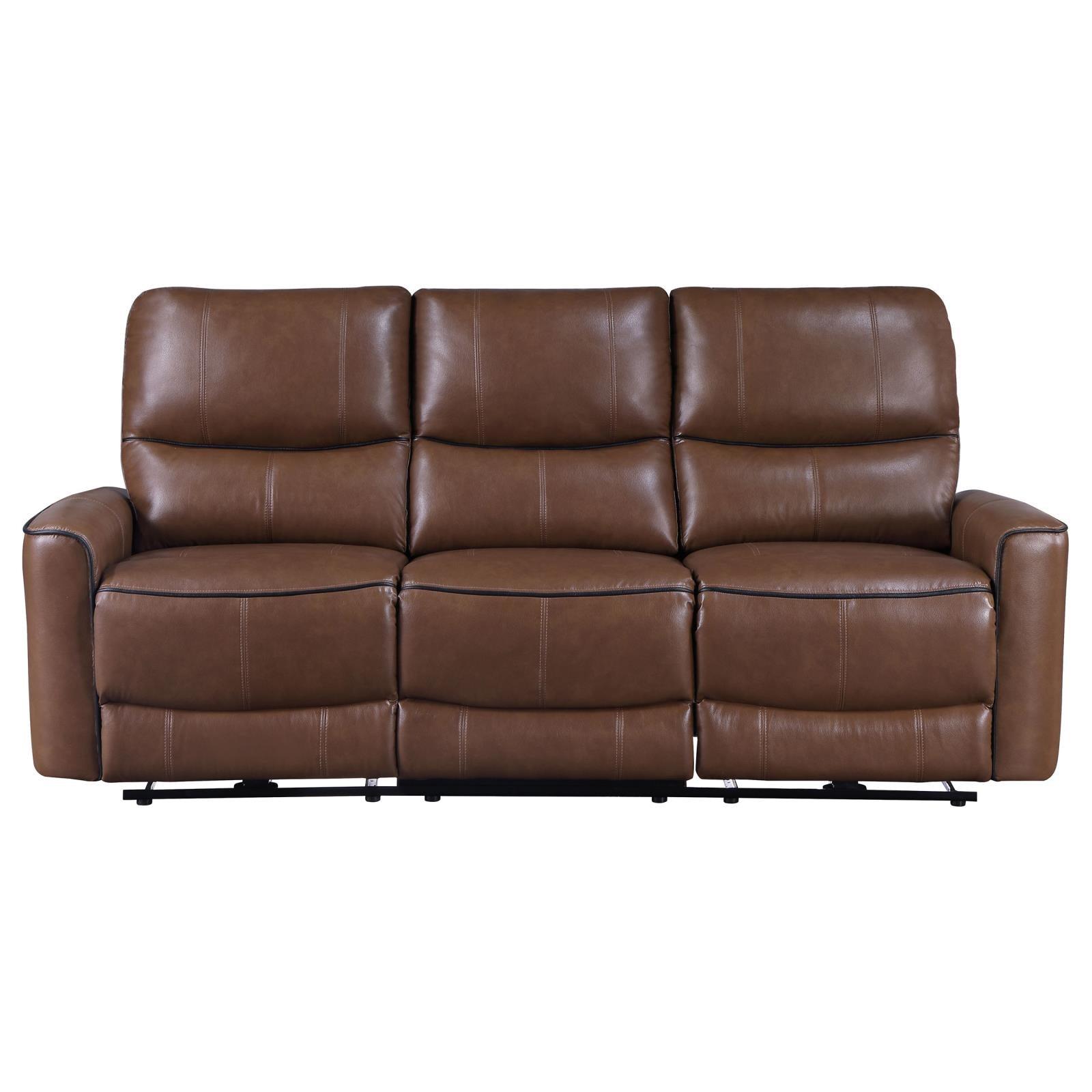Close-up of saddle brown leatherette upholstery