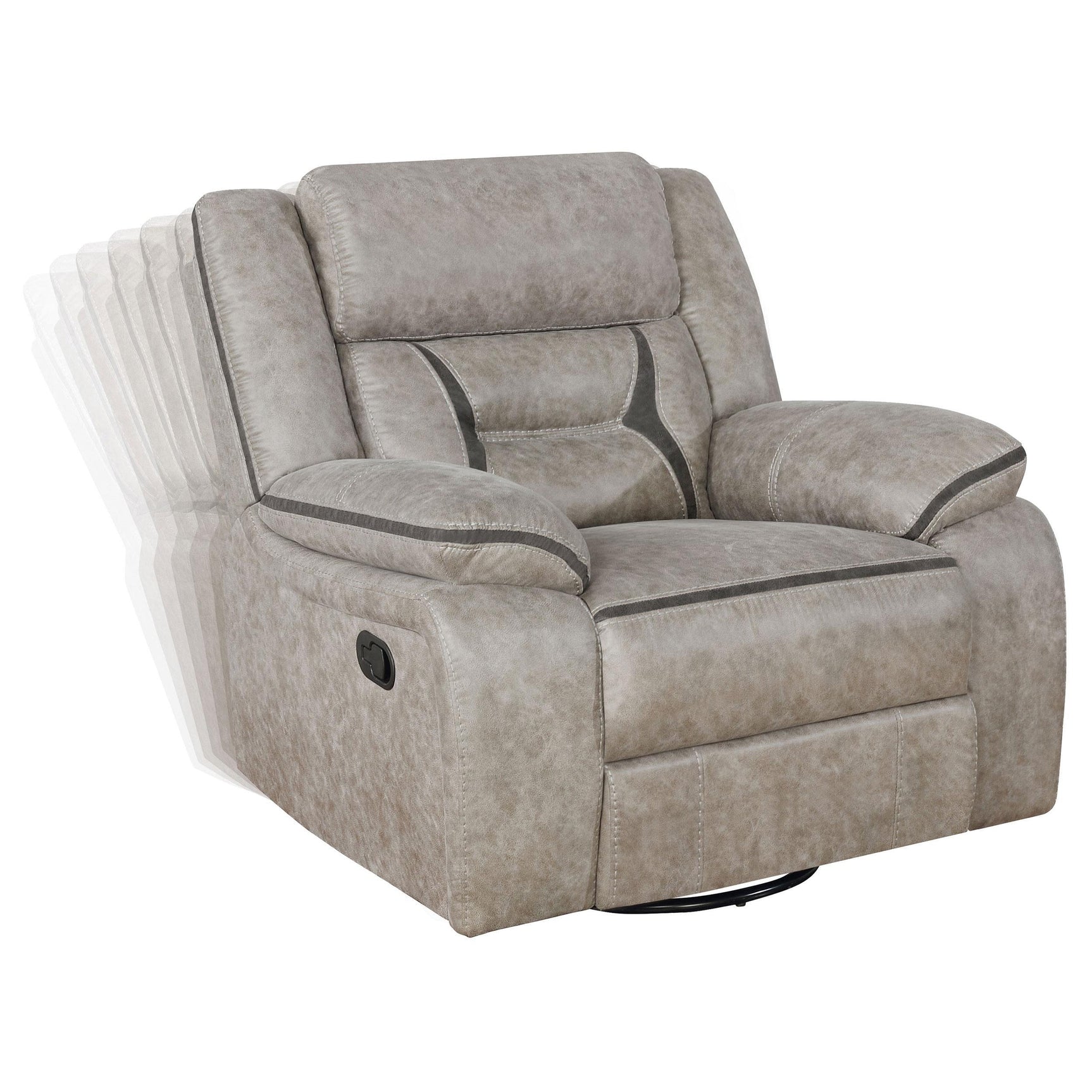 Armrest padded details and cupholders on loveseat console