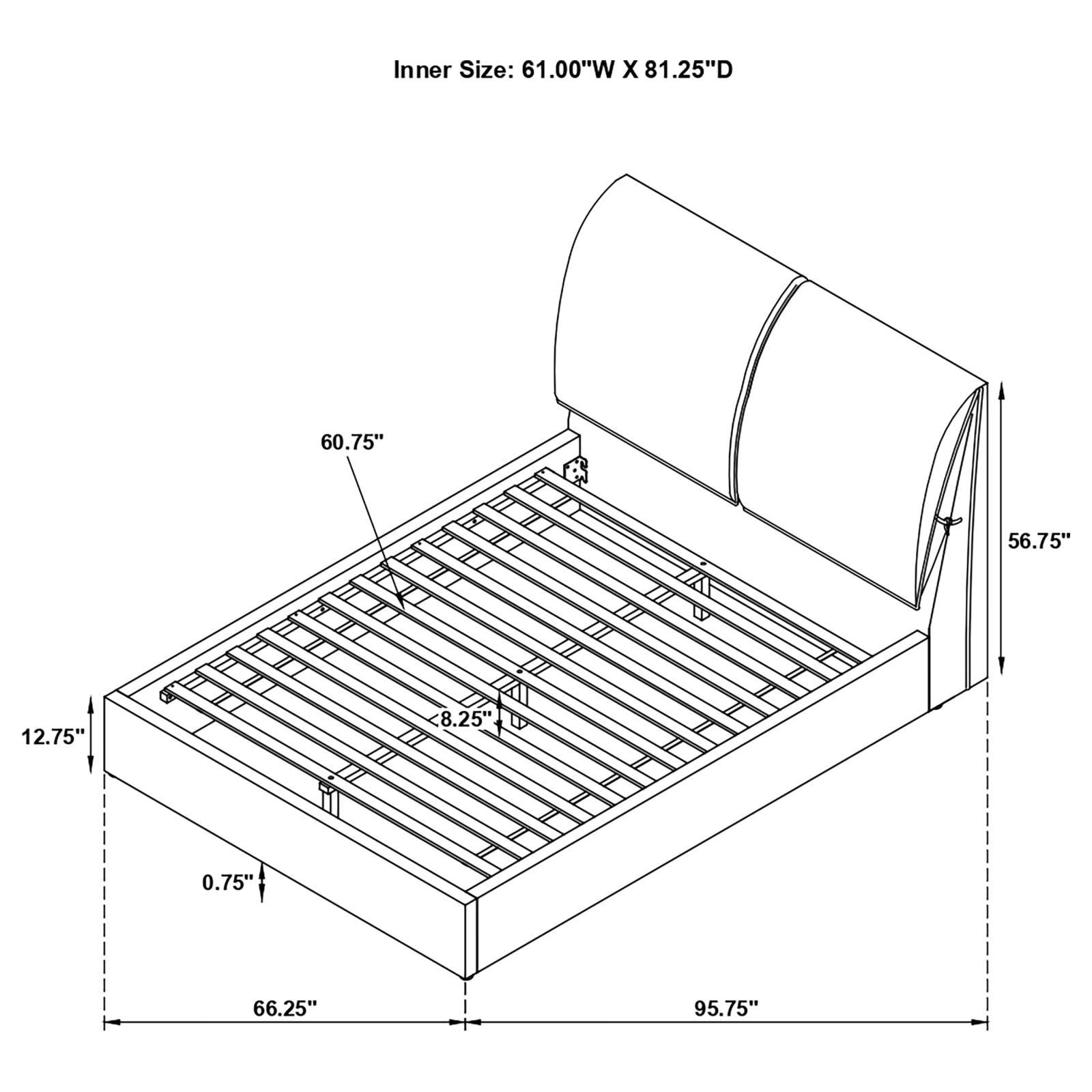 Queen bed angled from above