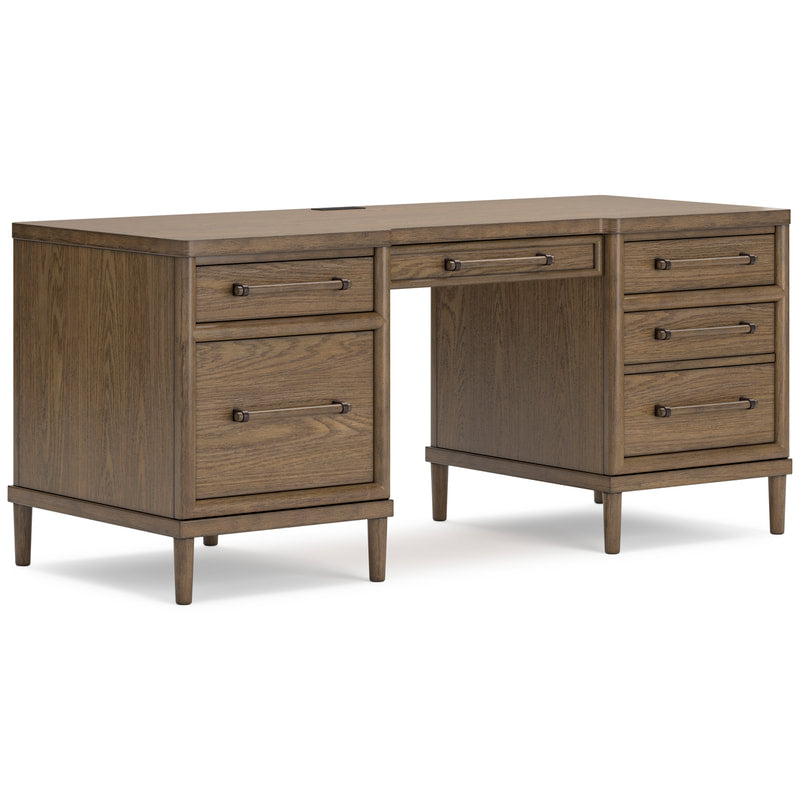 Roanhowe brown oak office desk angled view