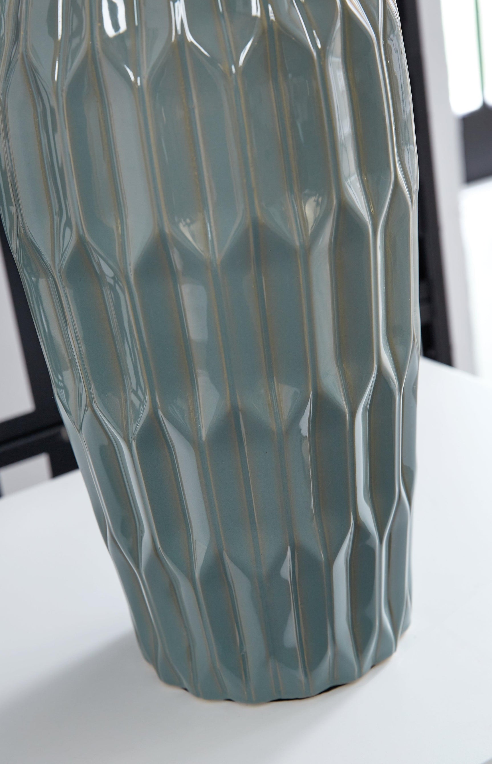 Pair of Hadbury table lamps displayed on wooden console