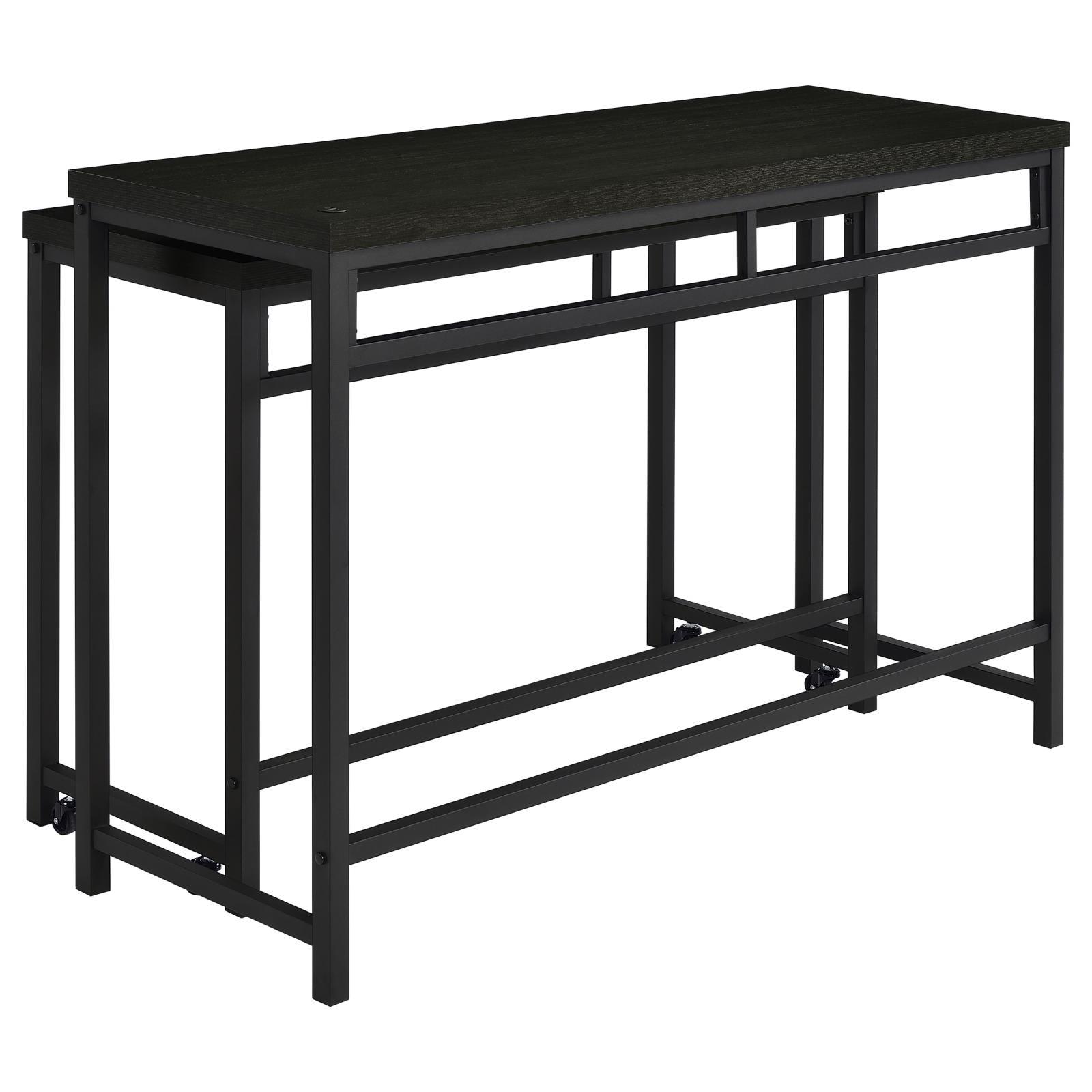 Black finish on wood and metal frame