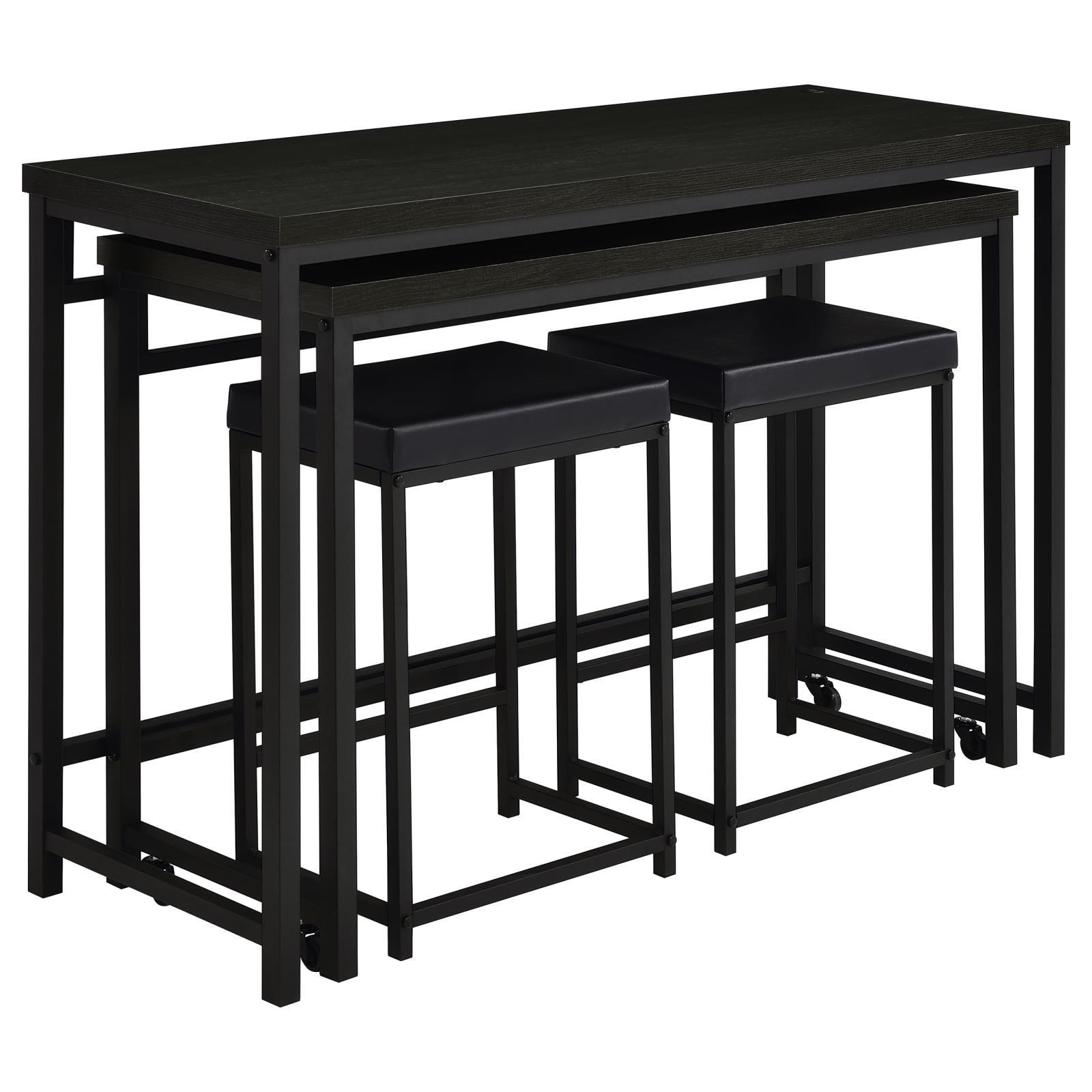 Close-up of table legs and metal accents