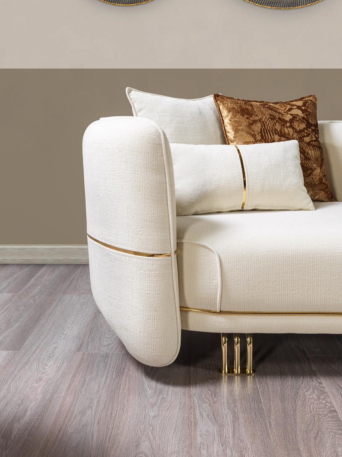 main view of Helena Ivory Velvet Sofa & Loveseat furniture