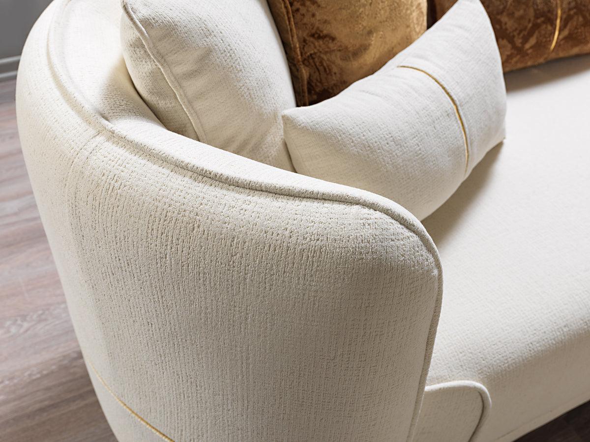 detail view of Helena Ivory Velvet Sofa & Loveseat furniture