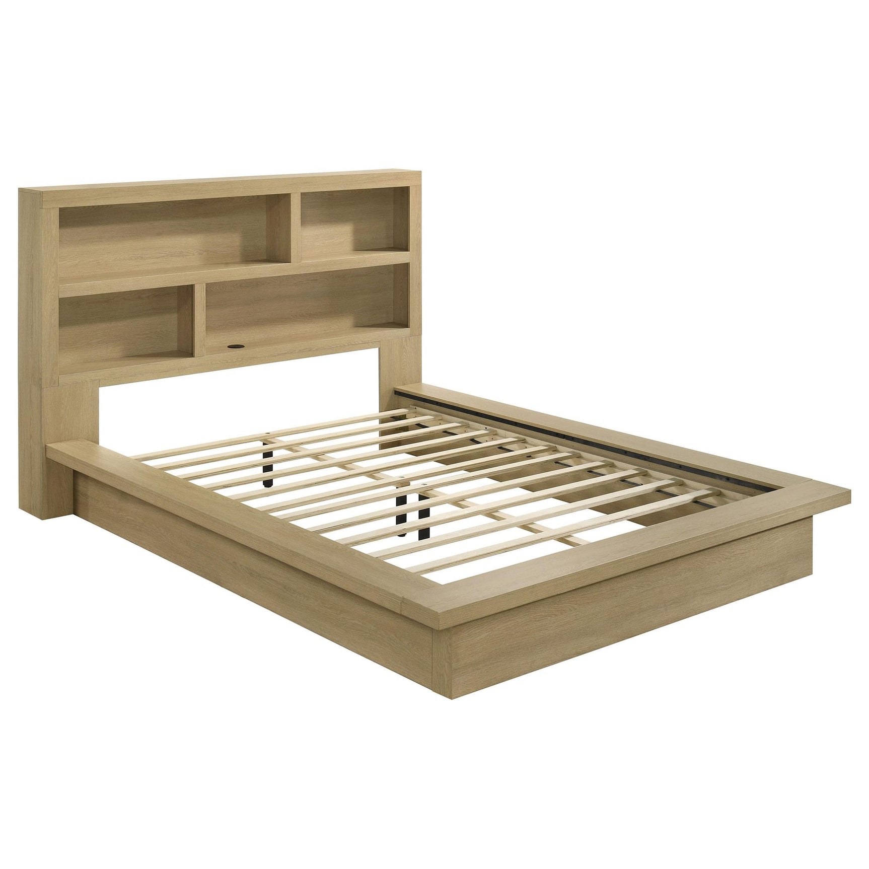 Hendricks Queen Bookcase Headboard Platform Bed Light Oak from Decor Furniture