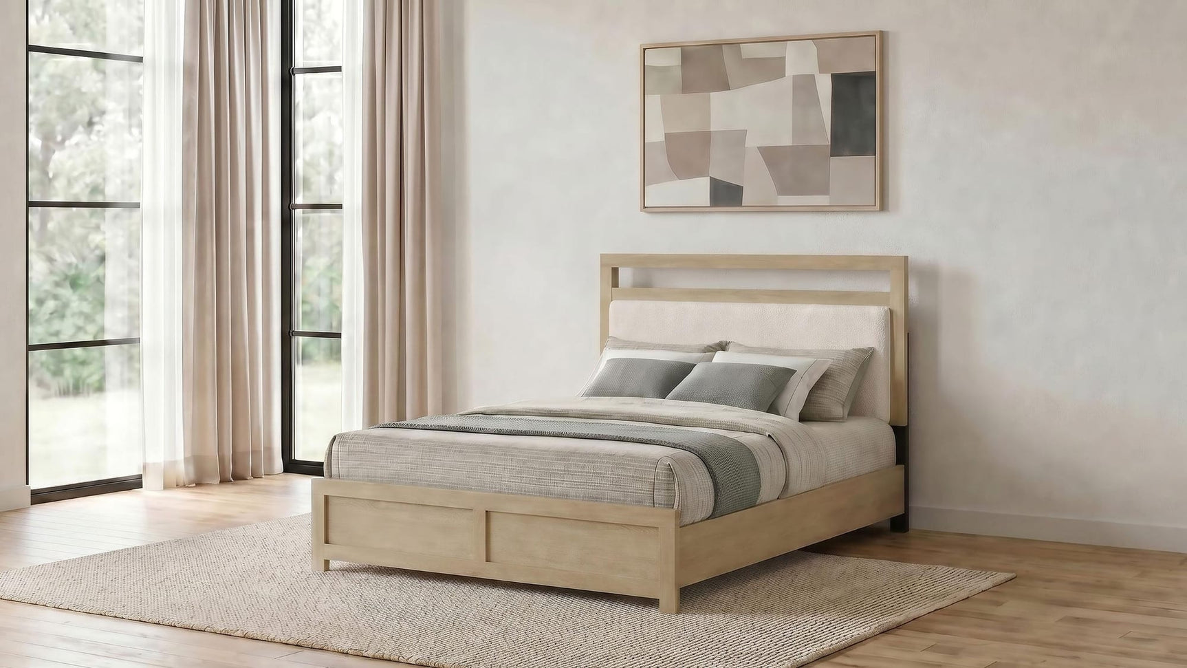 Hendricks Queen Panel Headboard Platform Bed Light Oak view 2