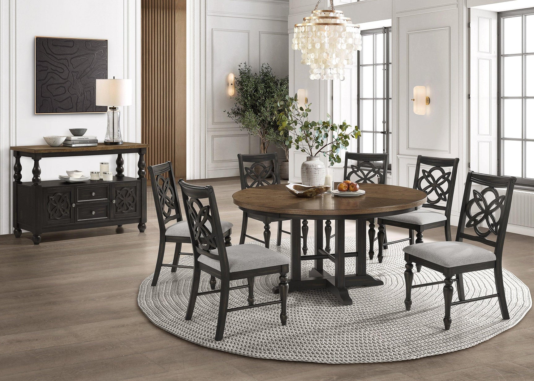 Hilara Brown and Gray Sideboard angled view
