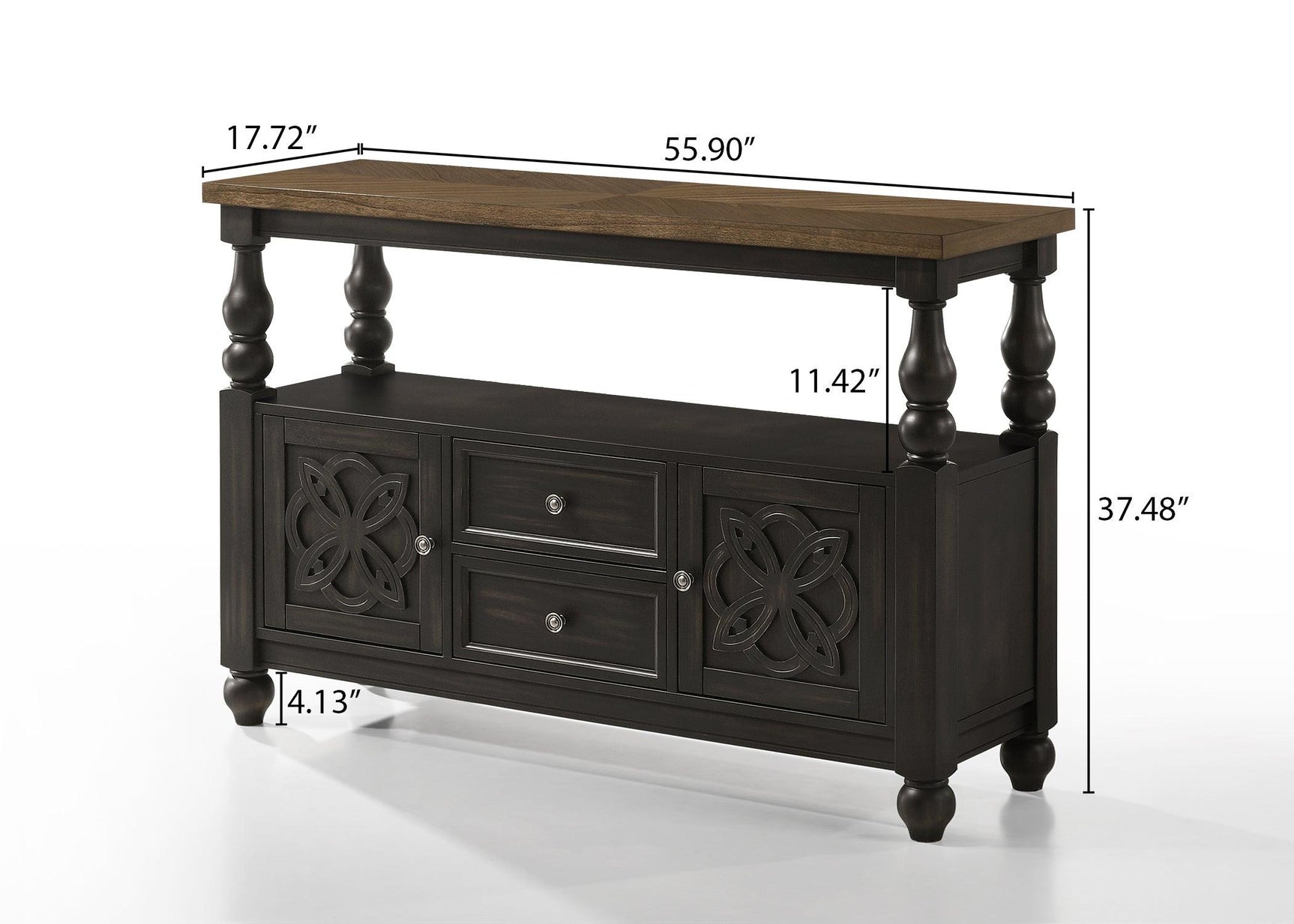 Solid Wood Sideboard in modern brown and gray
