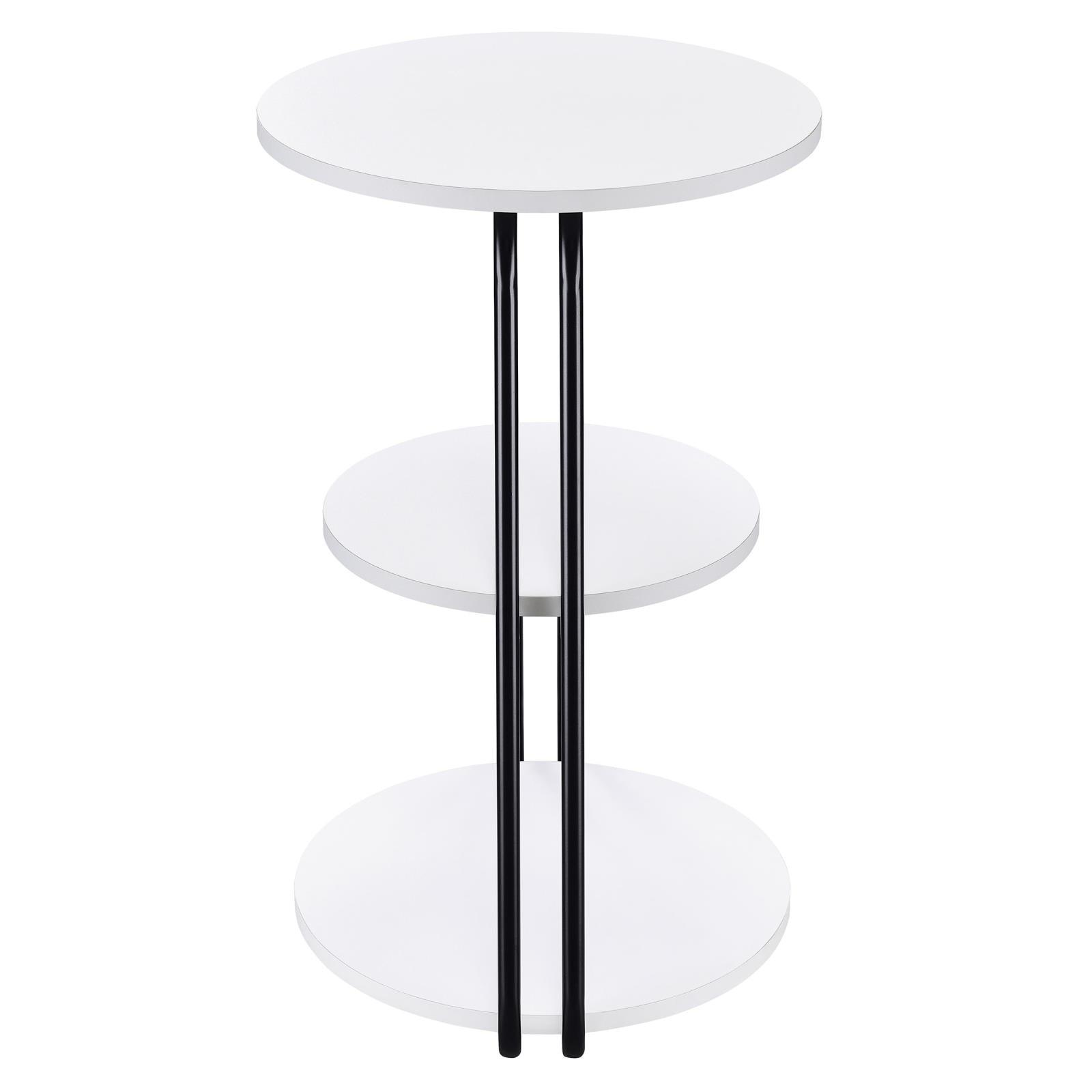 Top view of round side table with layered shelves