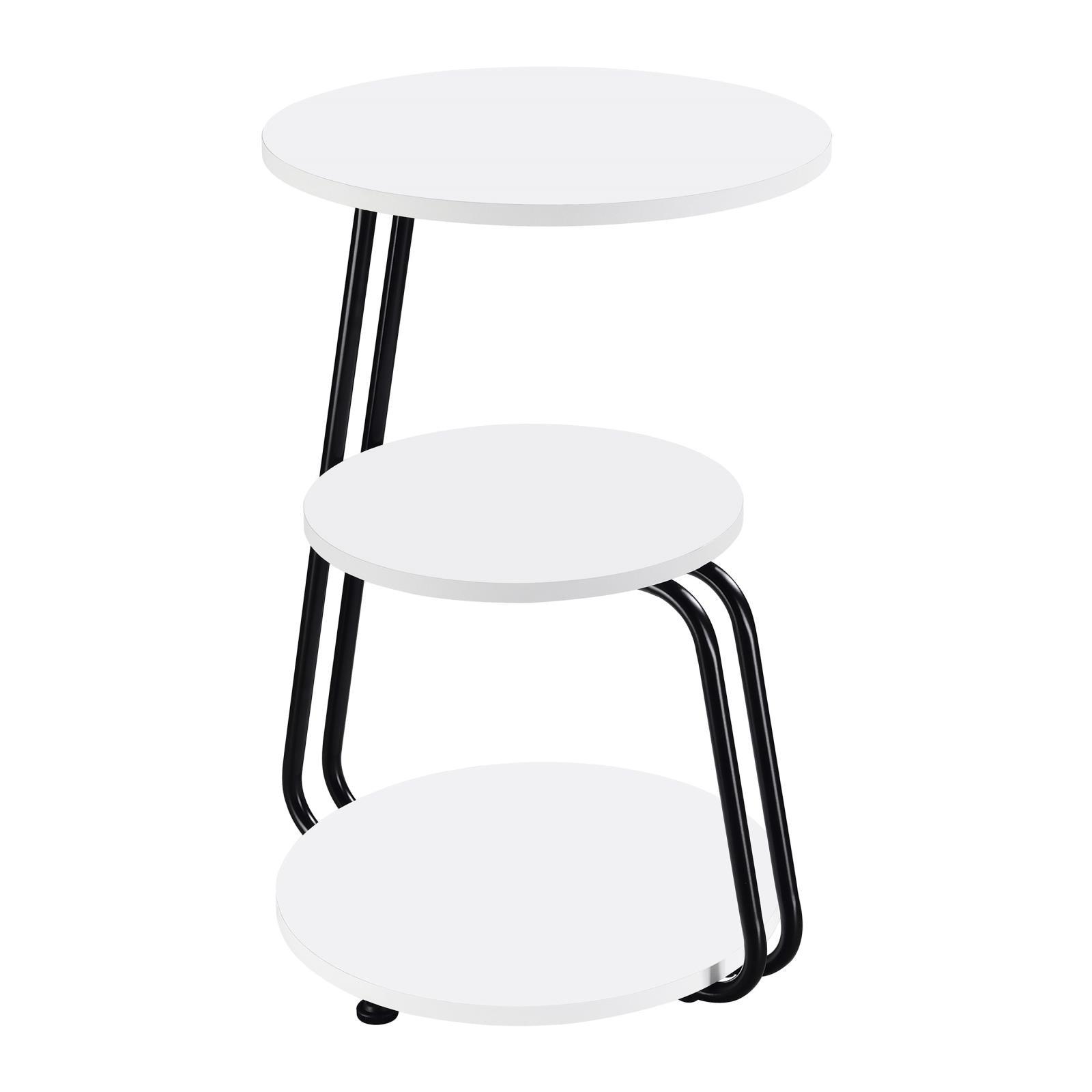 Black metal frame and round shape of side table