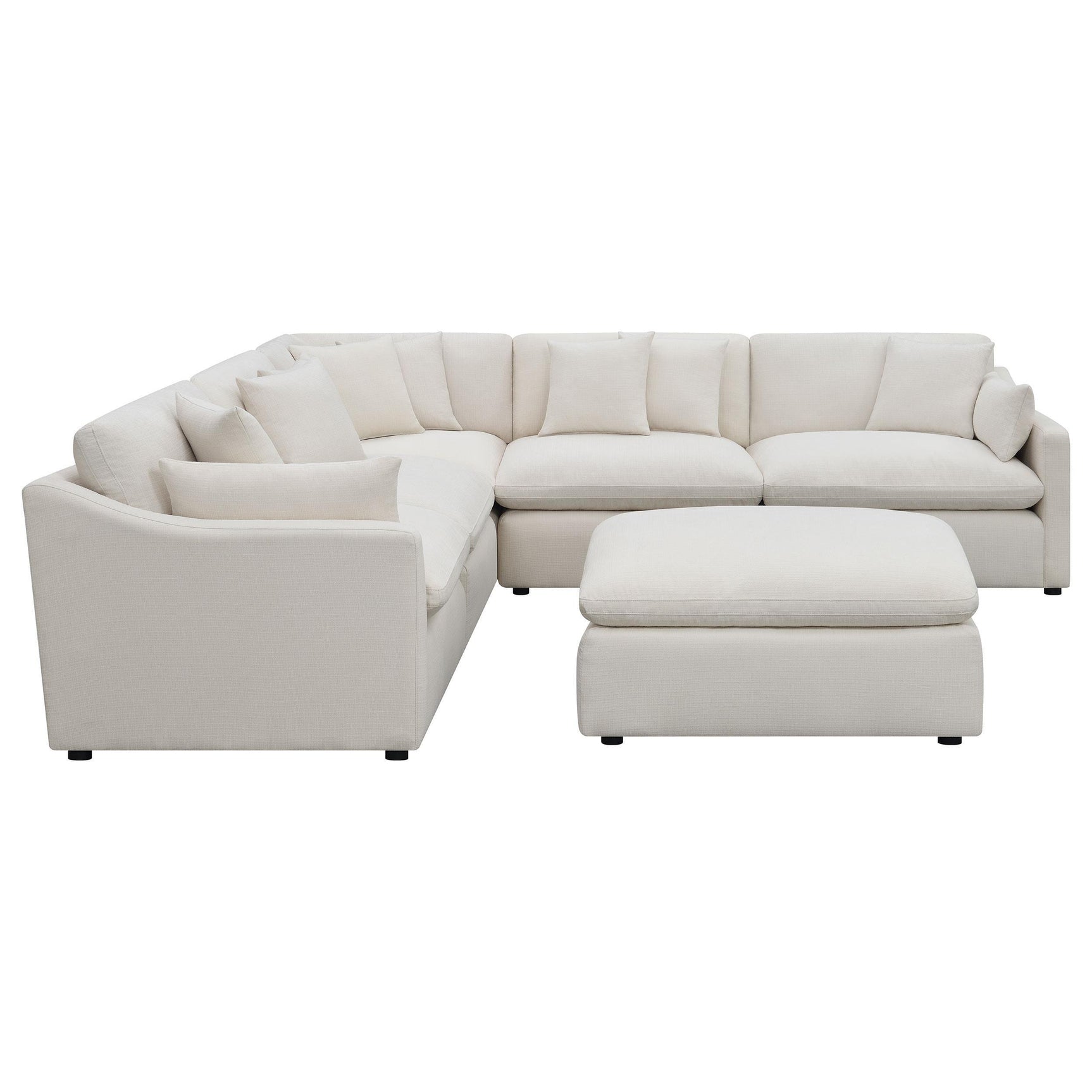 room view of Hobson 6-Piece Upholstered Modular Sectional Sofa Ivory sectional sofa