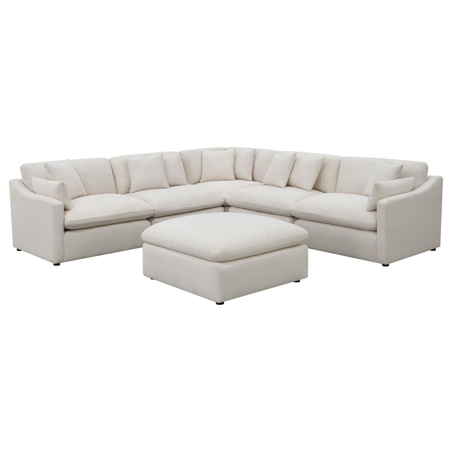 main view of Hobson 6-Piece Upholstered Modular Sectional Sofa Ivory sectional sofa