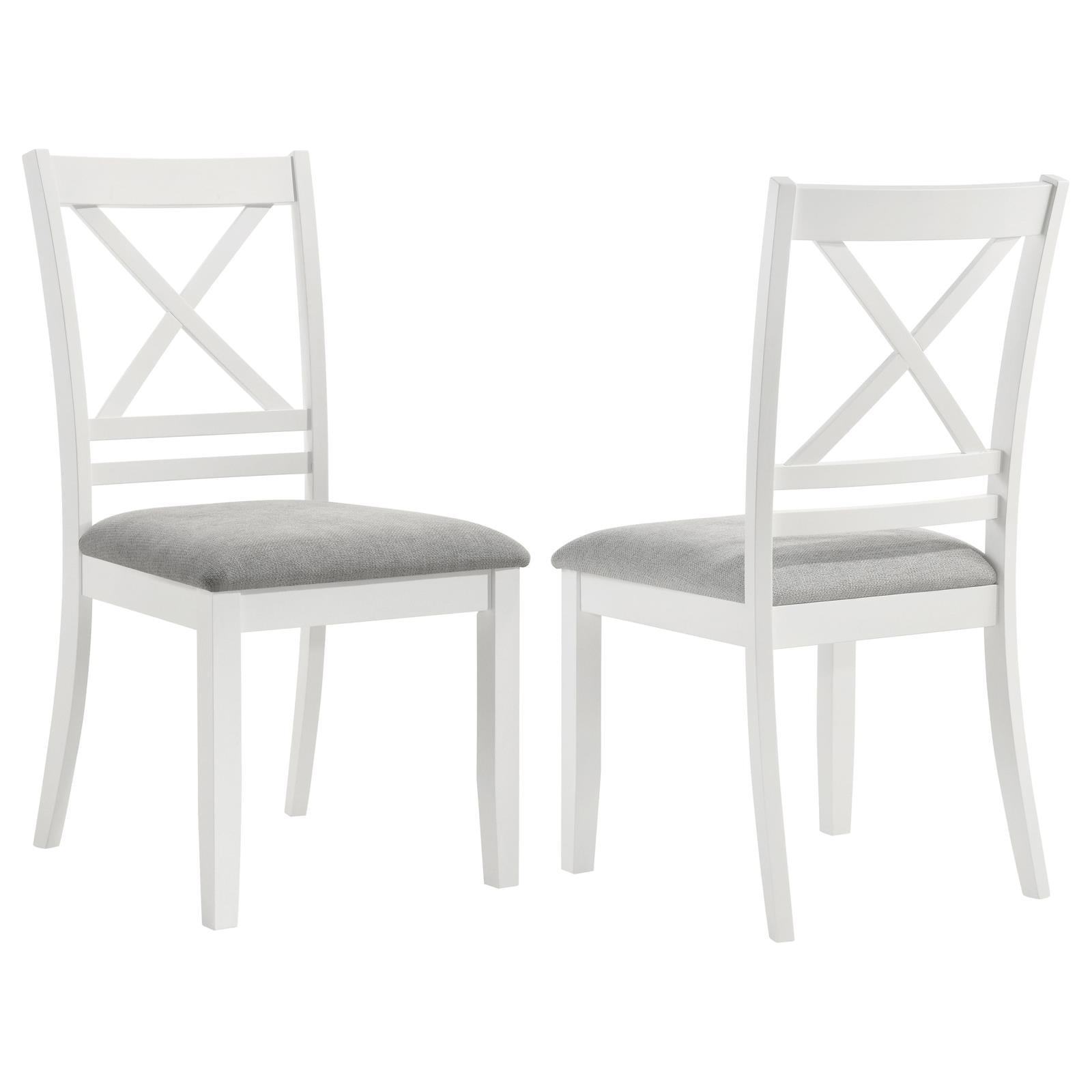 Hollis Cross Back White Wood Dining Side Chair set front angle