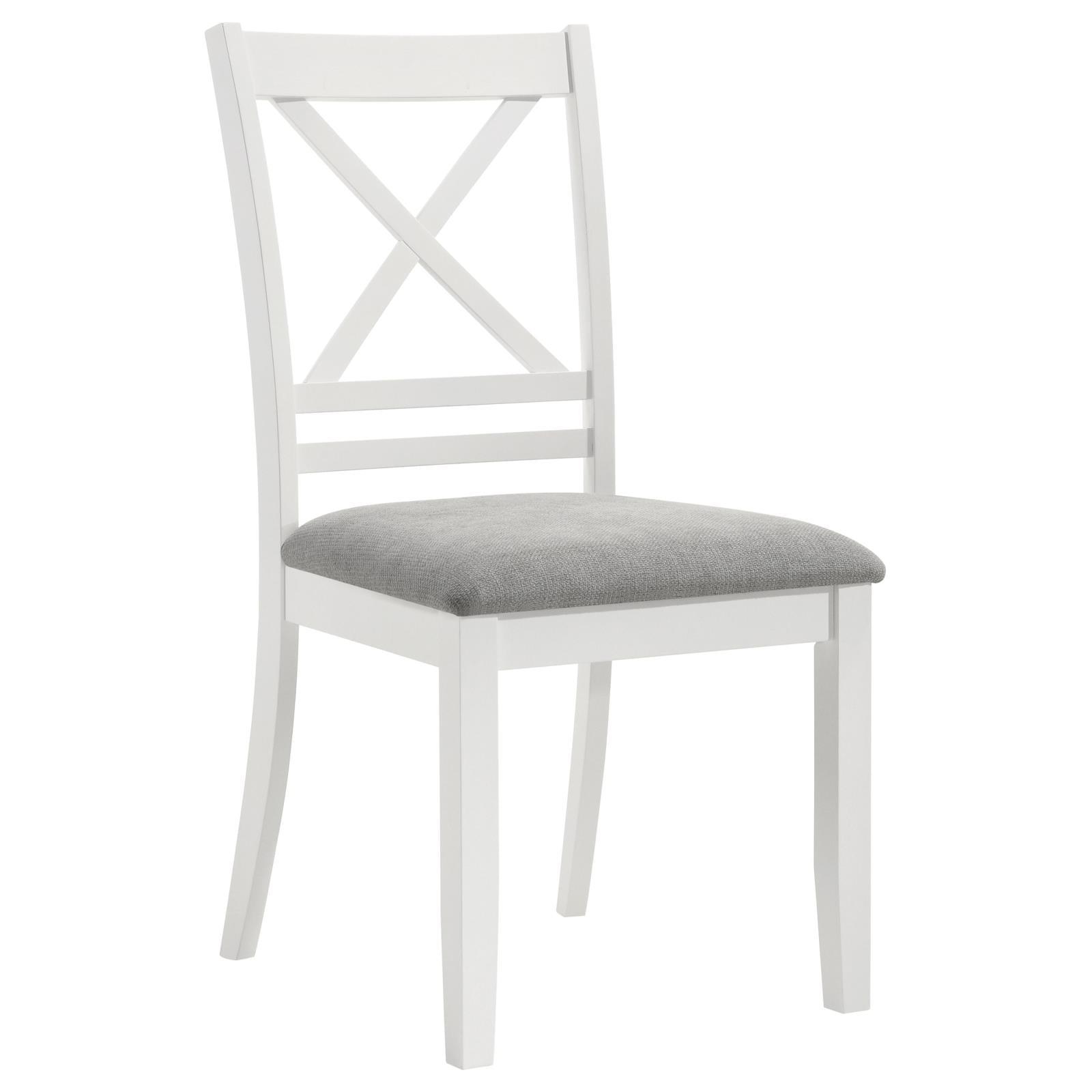 Close-up of X-cross back detail on Hollis dining chair