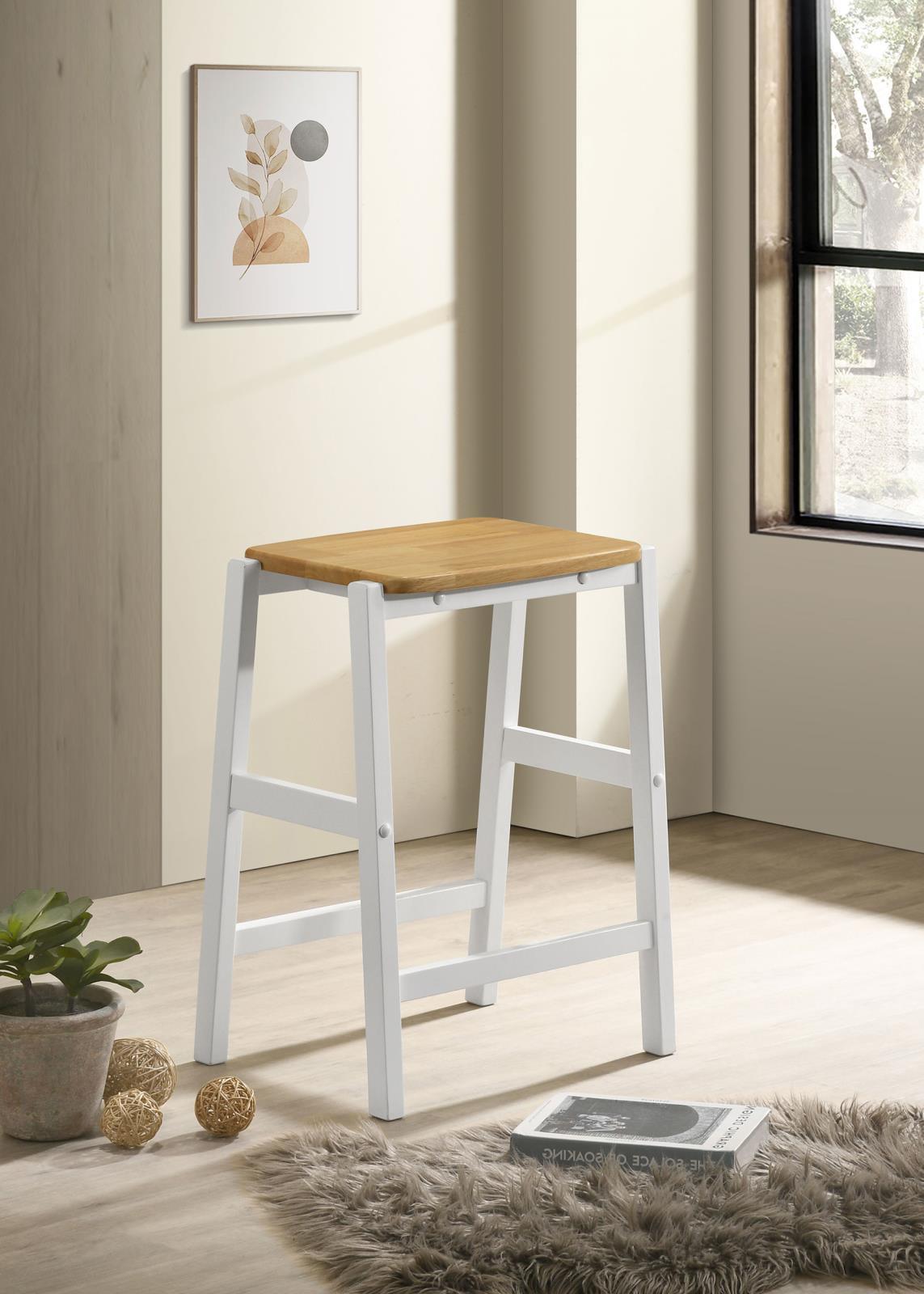 Hollis wood counter height backless bar stool side angle