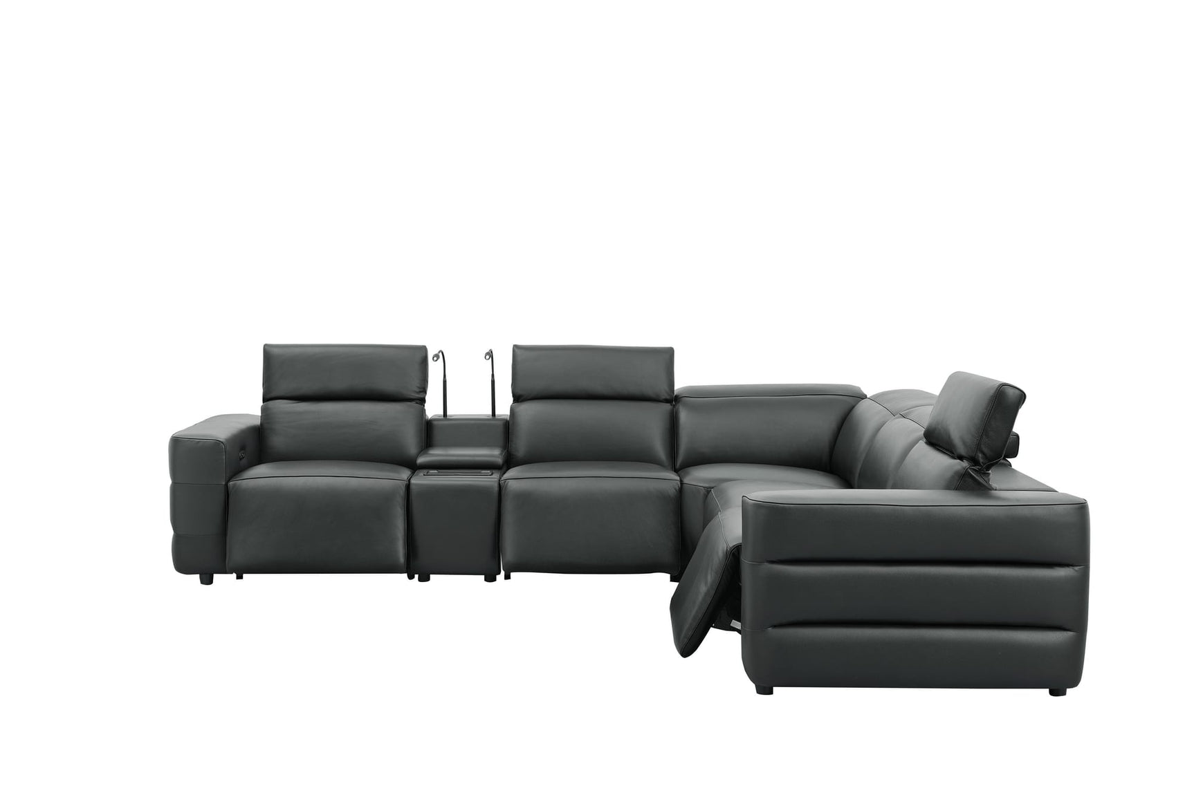 Holly Black Italian Leather 6-Piece Power Reclining Corner Sectional with Console view 9