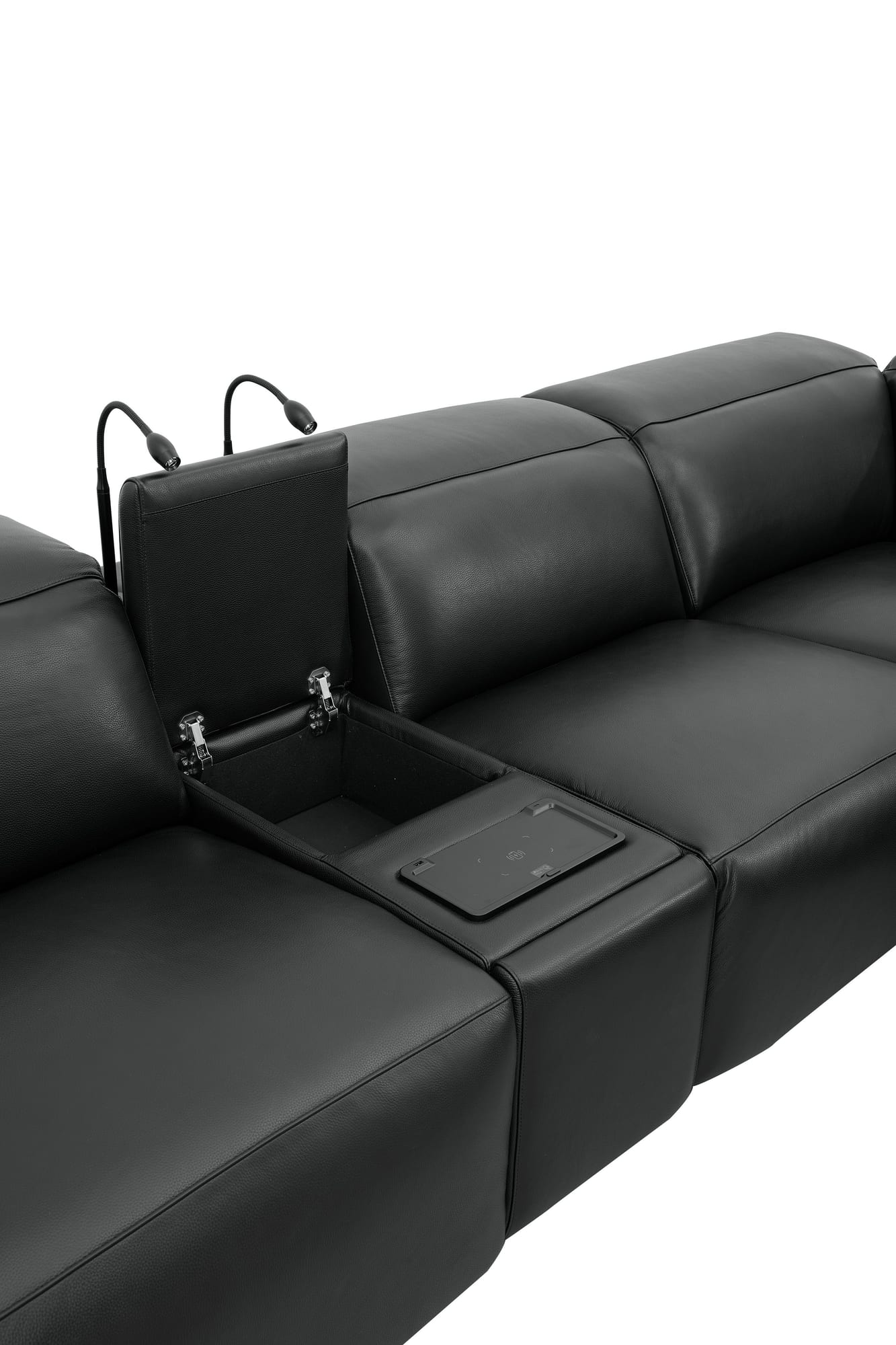 Holly Black Italian Leather 6-Piece Power Reclining Corner Sectional with Console view 10